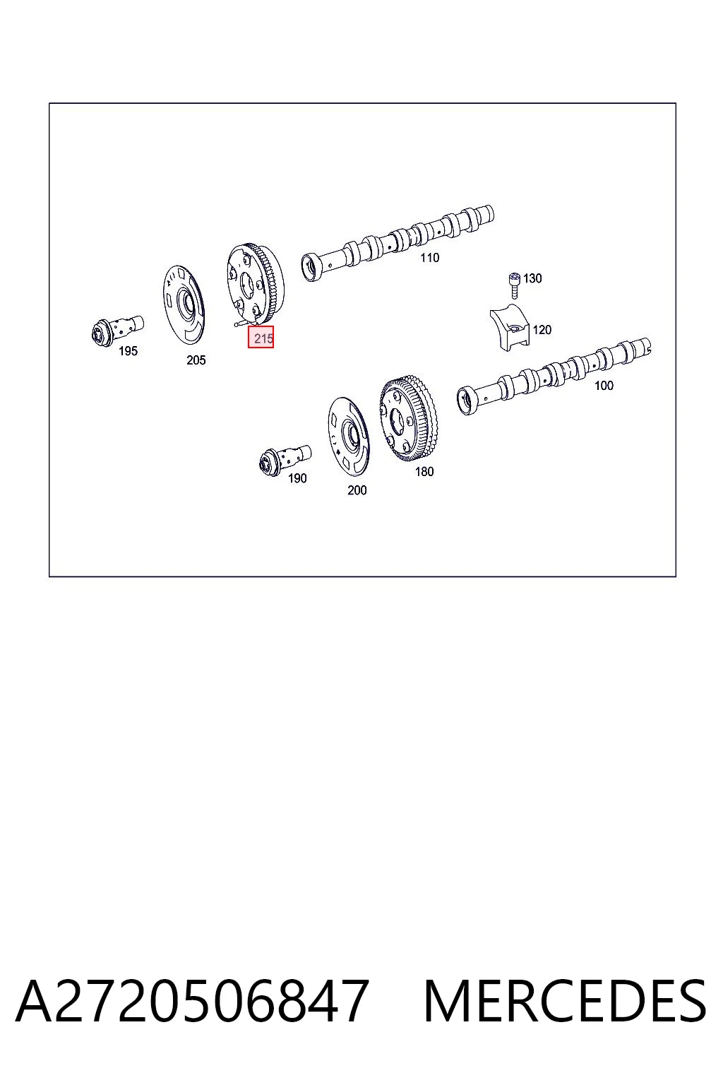 A2720506847 Mercedes Зірка-шестерня розподільного валу двигуна,випускного