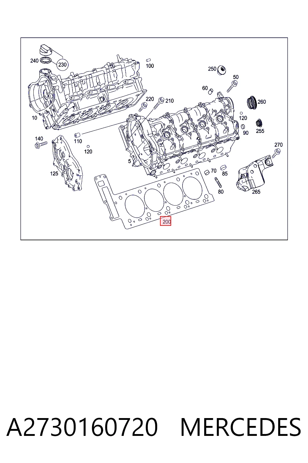 A2730160720 Mercedes Прокладка головки блоку циліндрів (ГБЦ), ліва