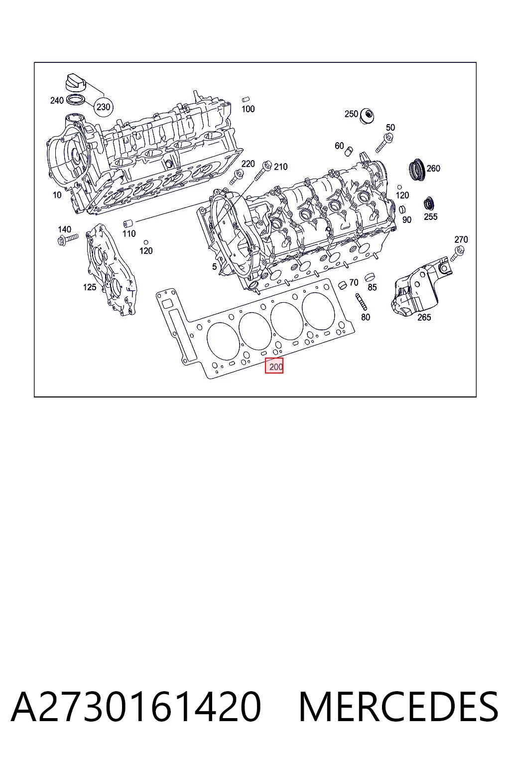 A2730161420 Mercedes Прокладка головки блоку циліндрів (ГБЦ), права