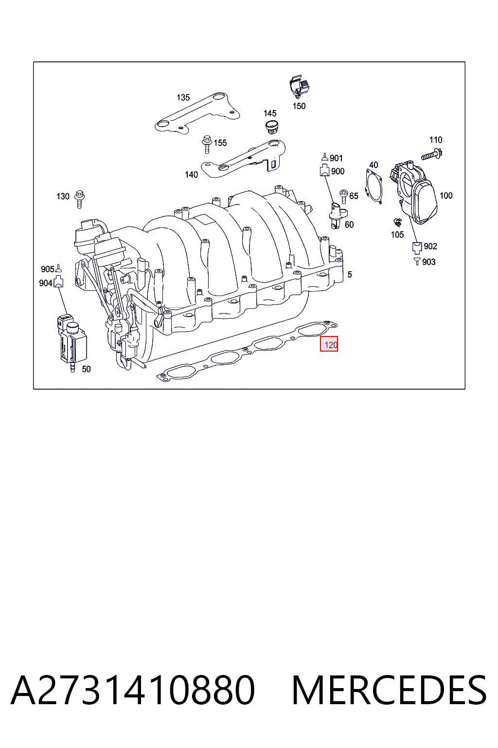 A2731410880 Mercedes Прокладка впускного колектора