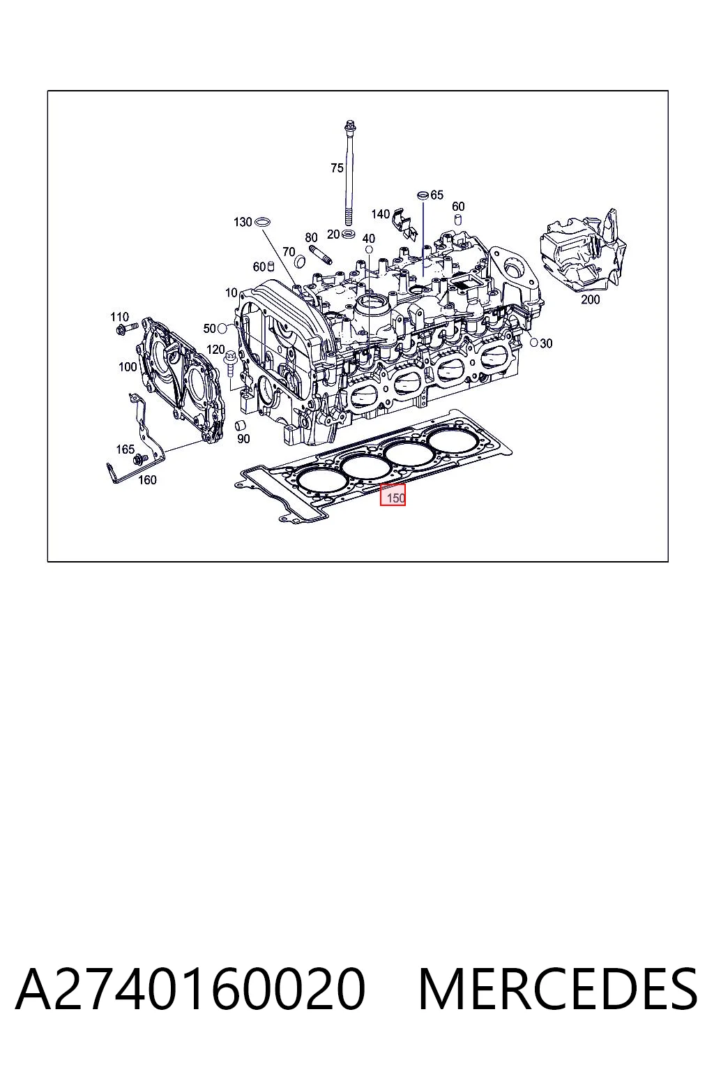 A2740160020 Mercedes Прокладка під головку