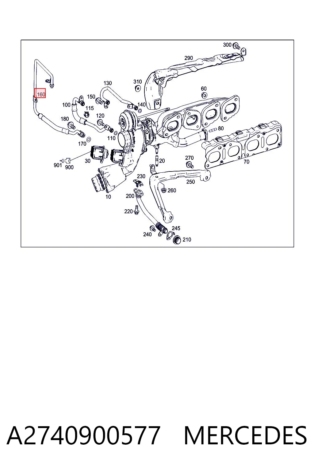 A2740900577 Mercedes Трубка/шланг подачі масла до турбіни