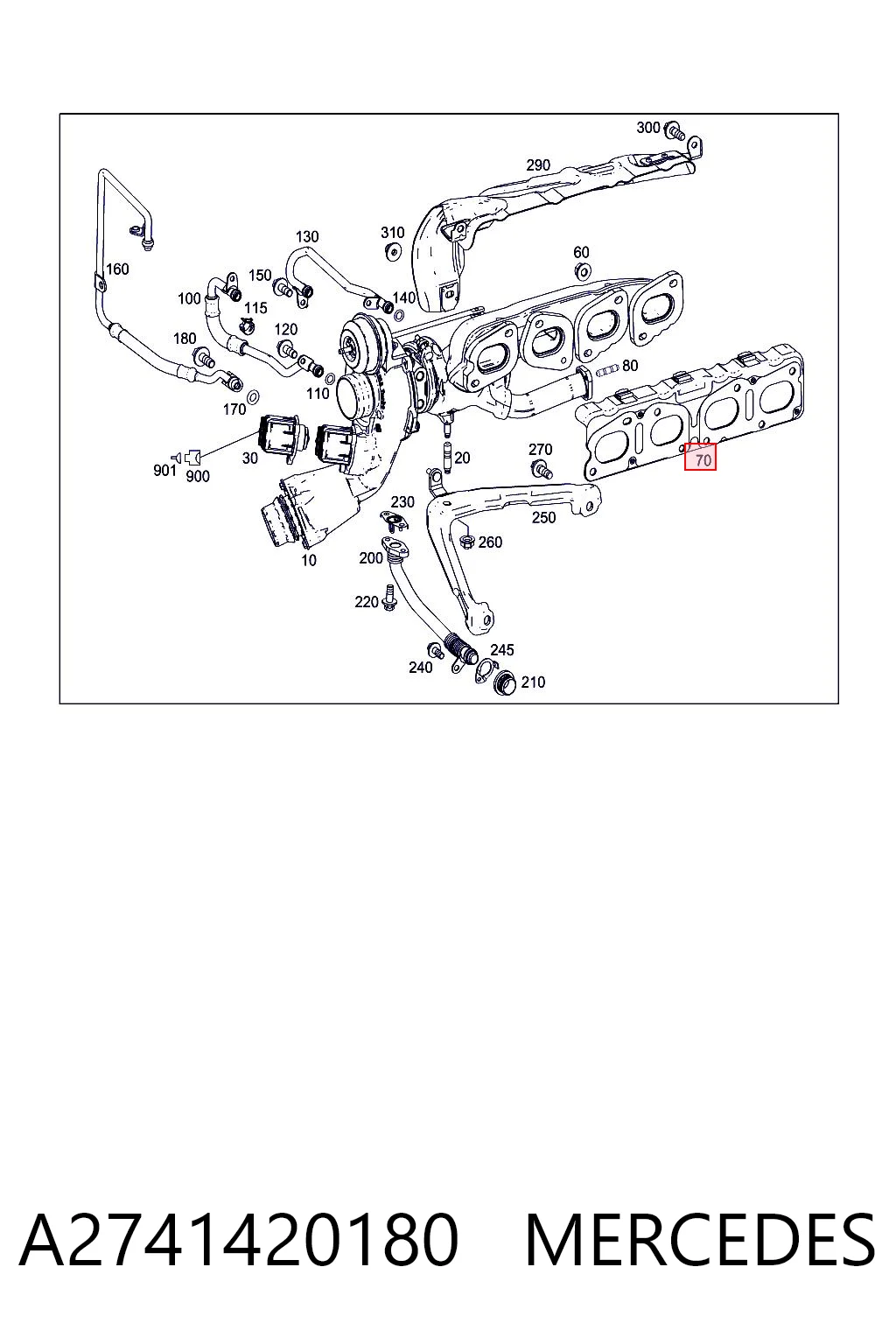 A2741420180 Mercedes Прокладка випускного колектора