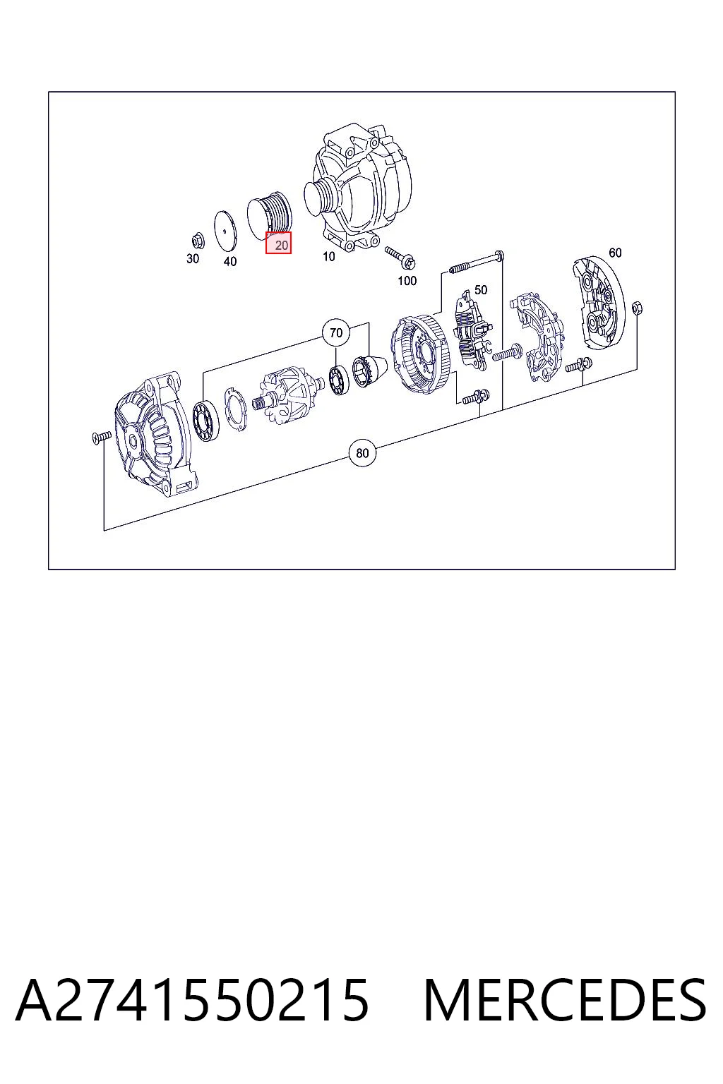 A2741550215 Mercedes Обгонна муфта генератора