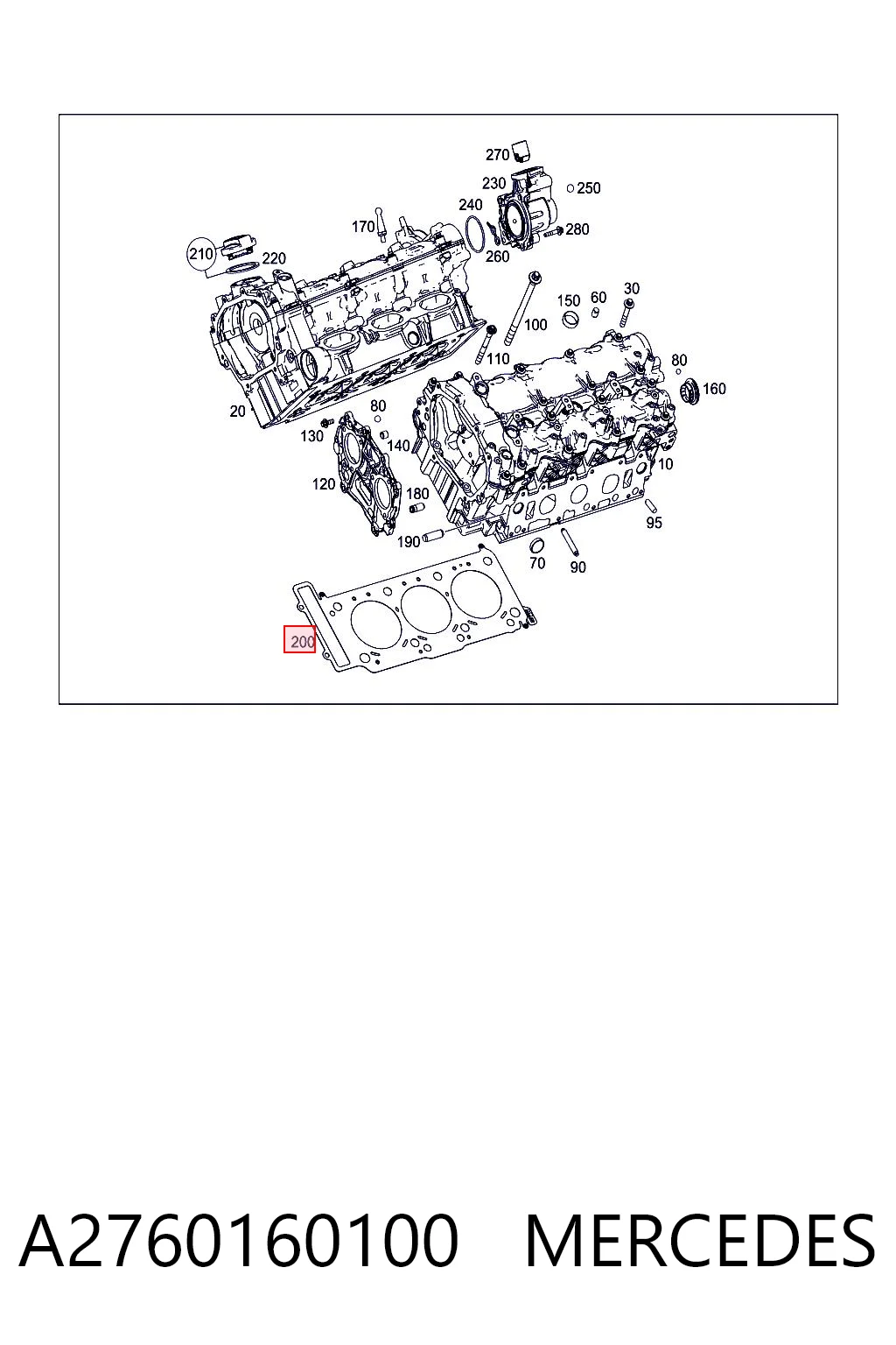 A2760160100 Mercedes Прокладка головки блоку циліндрів (ГБЦ), ліва