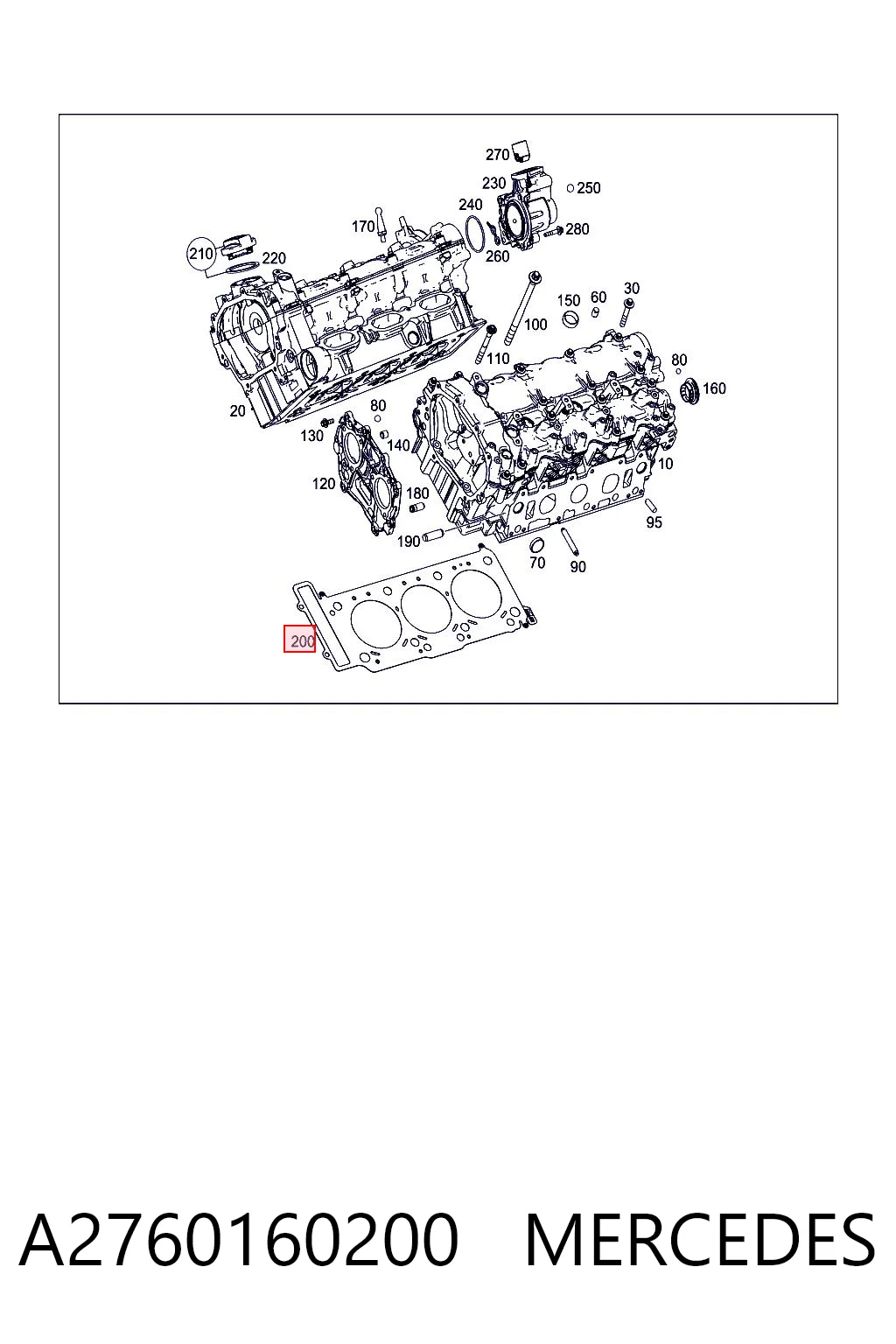A2760160200 Mercedes Прокладка головки блоку циліндрів (ГБЦ), права
