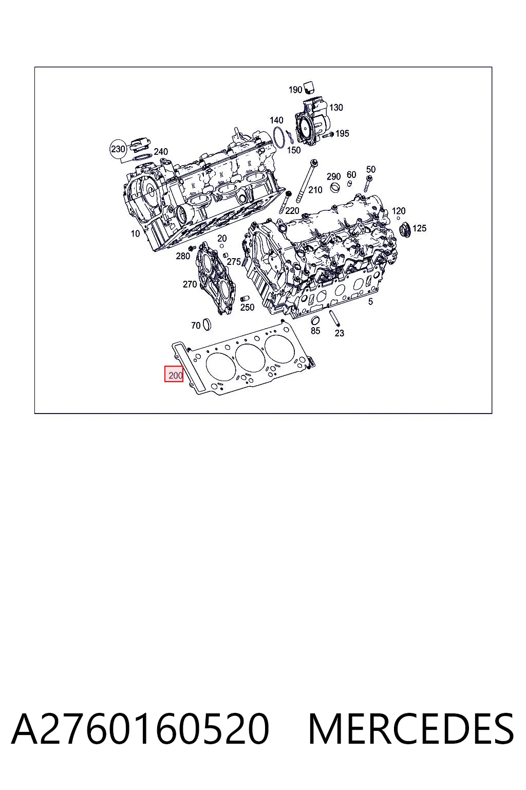 A2760160520 Mercedes Прокладка головки блоку циліндрів (ГБЦ), права