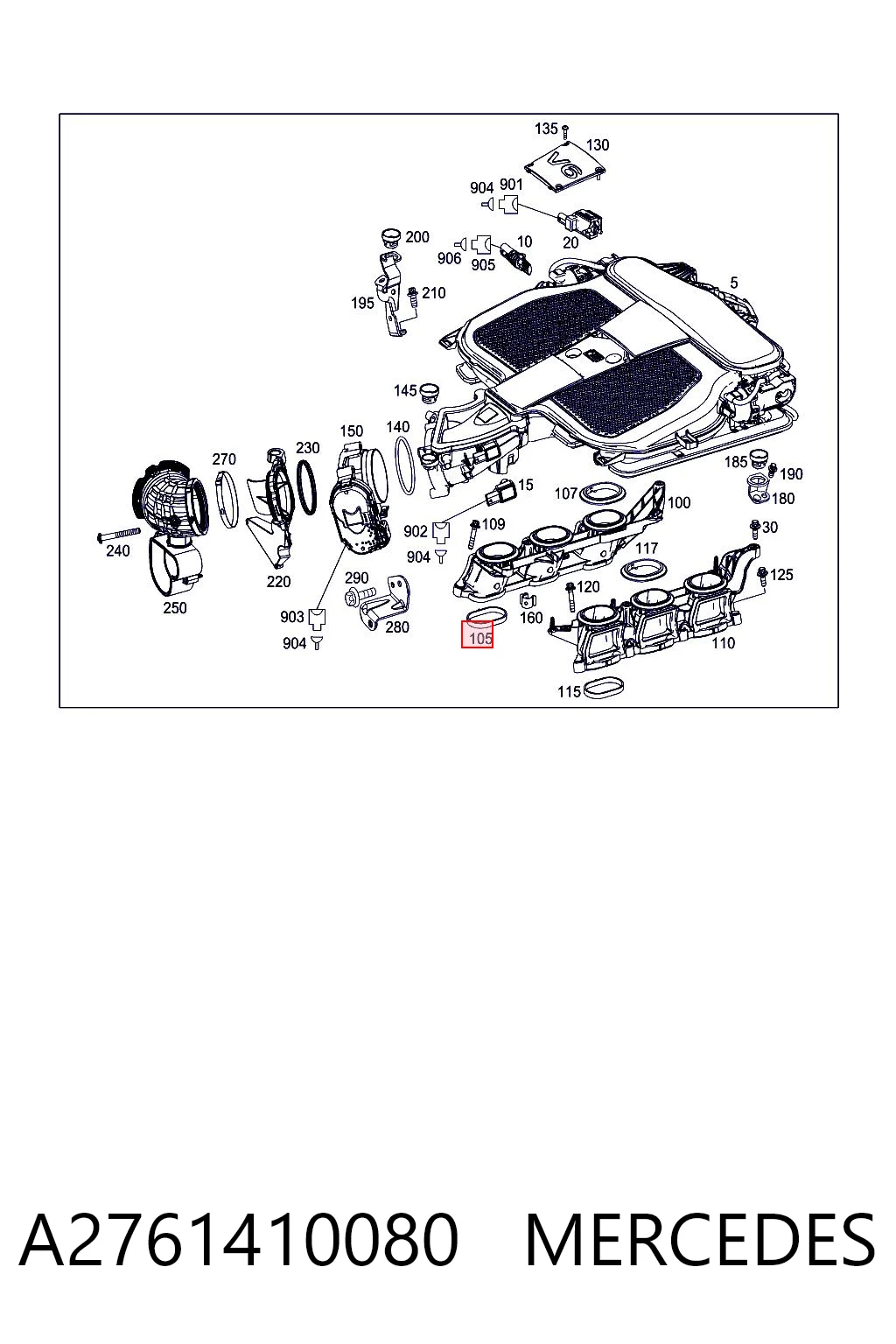 A2761410080 Mercedes Прокладка впускного колектора, нижня