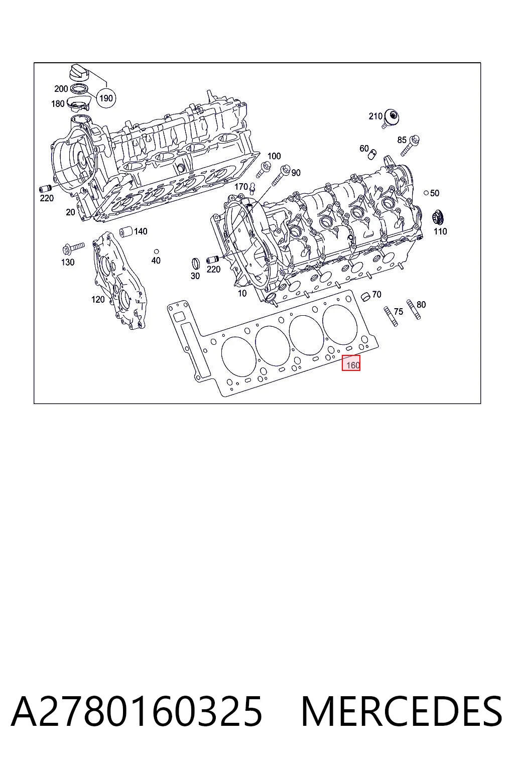 A2780160325 Mercedes Прокладка головки блоку циліндрів (ГБЦ), ліва