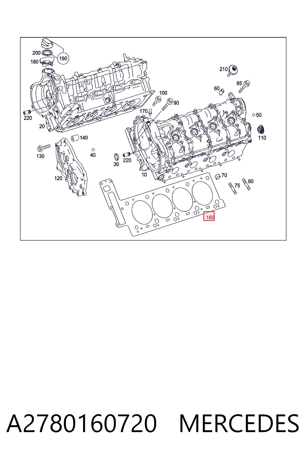 A2780160720 Mercedes Прокладка головки блоку циліндрів (ГБЦ), права