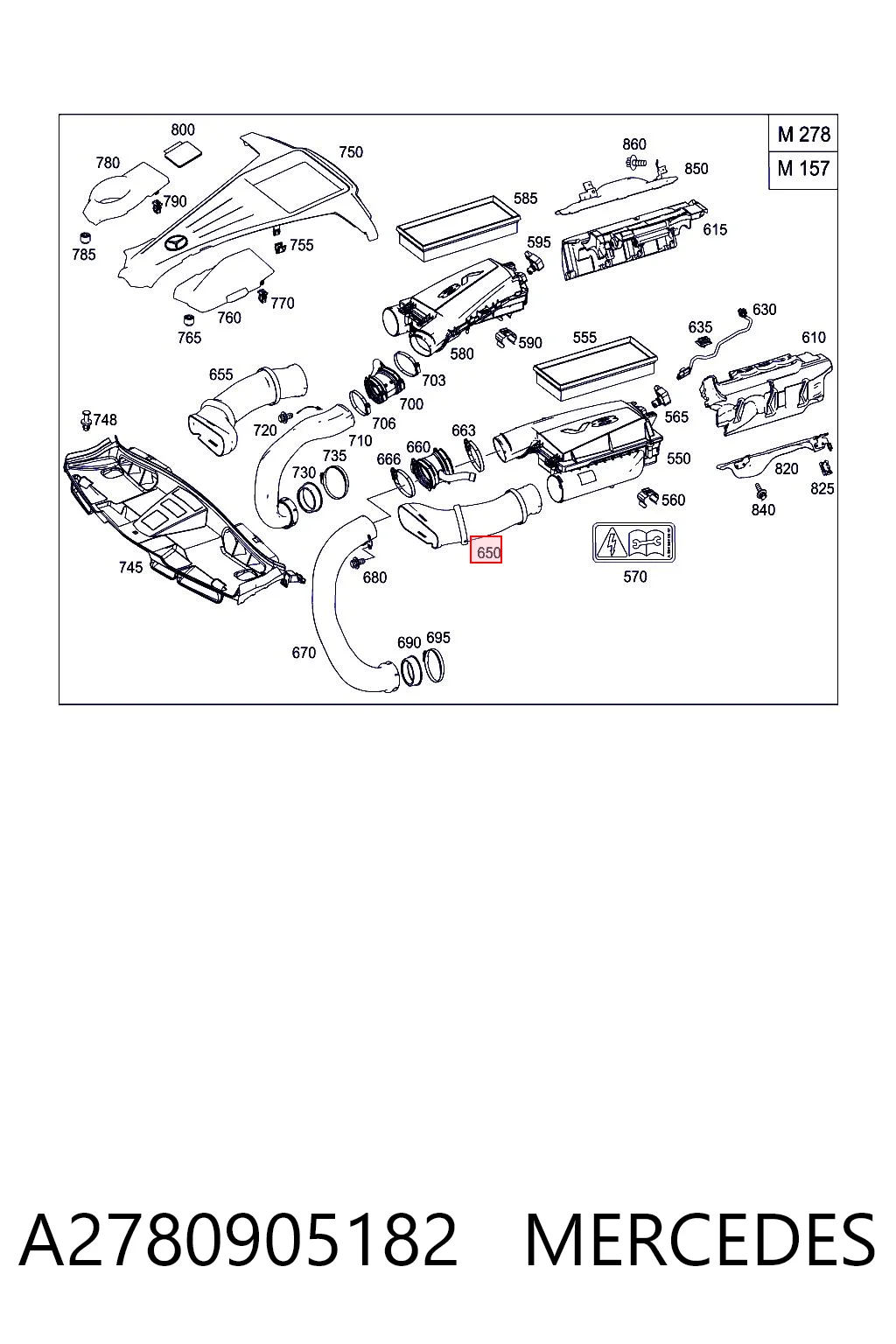 Повітрозабірник повітряного фільтра Mercedes A2780905182 ціна, від 40.19 USD