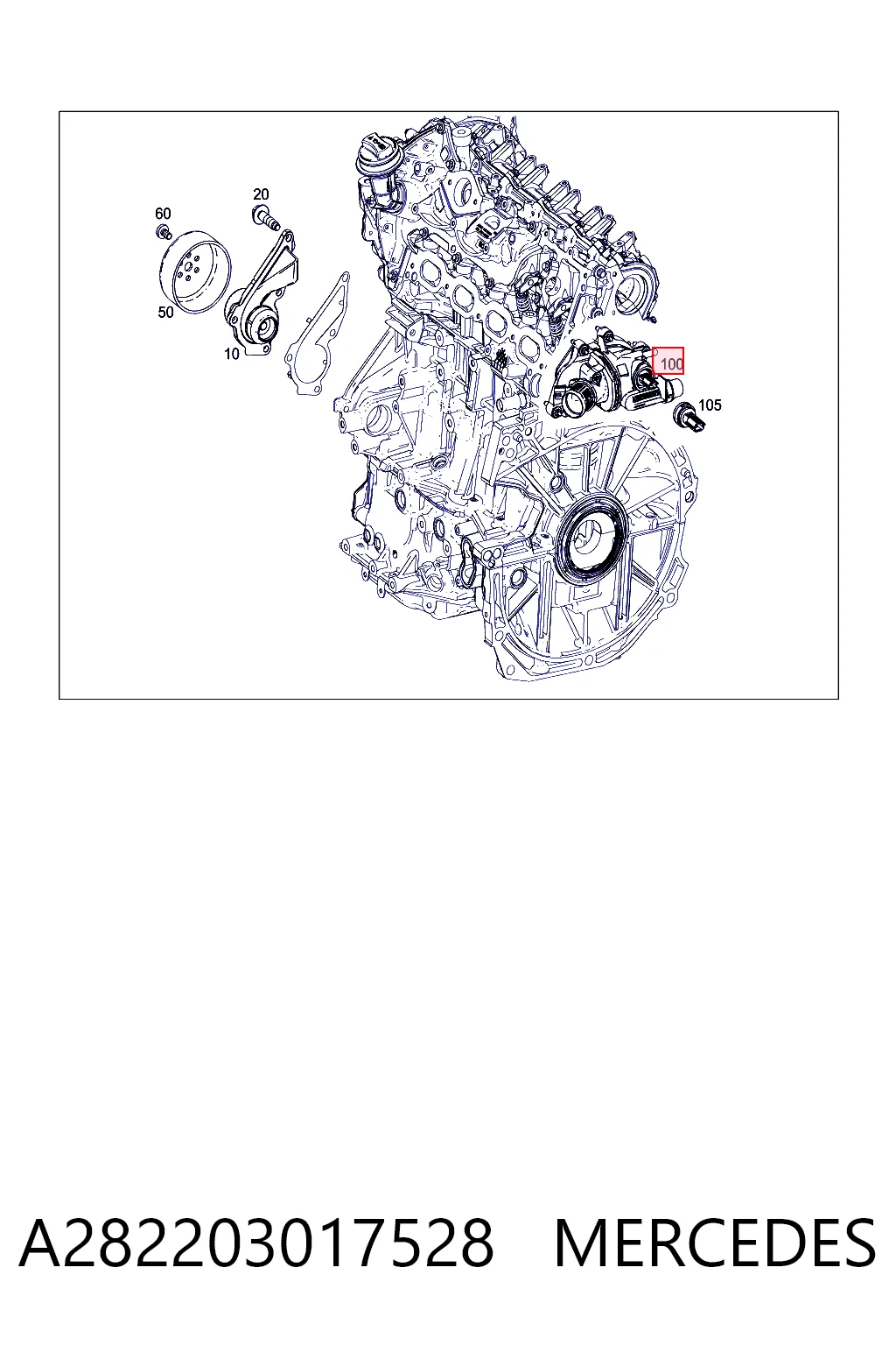 A282203017528 Mercedes Корпус термостата в зборі