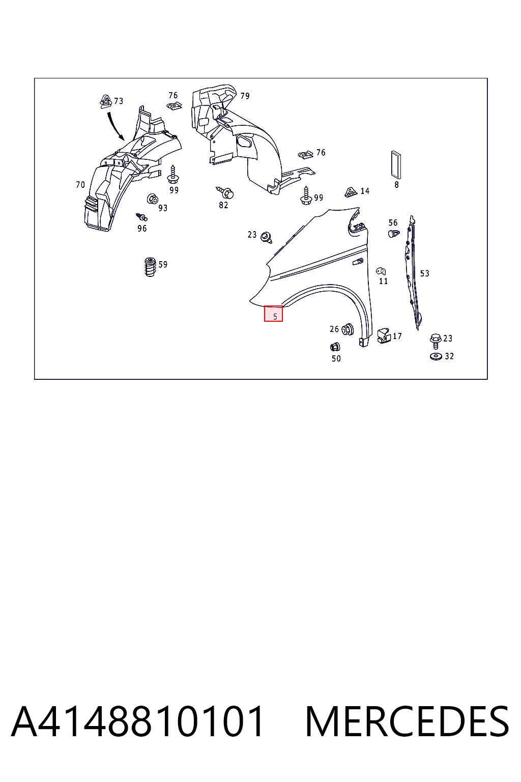Крило переднє праве Mercedes Vaneo 414