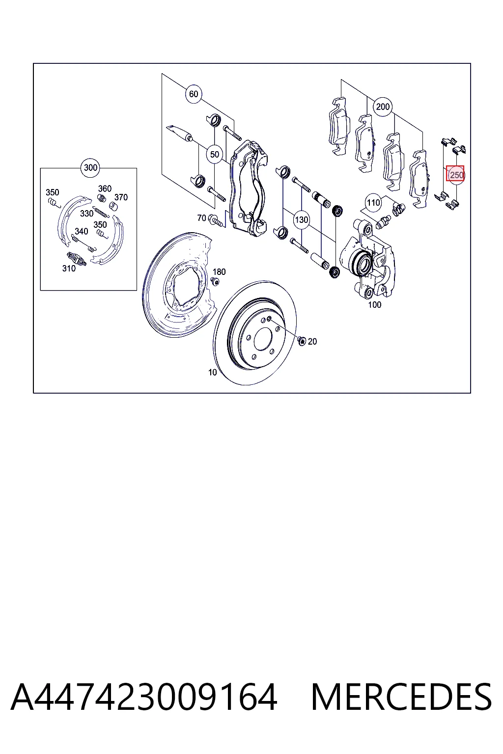 A447423009164 Mercedes Колодки гальмівні задні, дискові