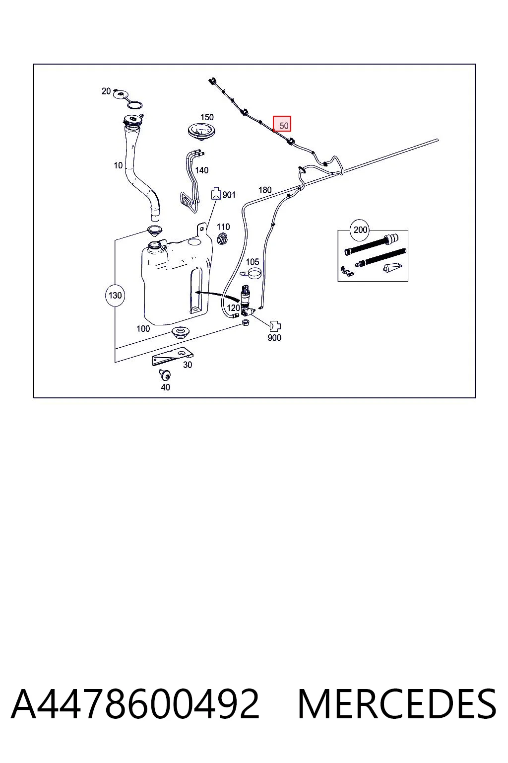 A4478600492 Mercedes Шланг омивача лобового скла