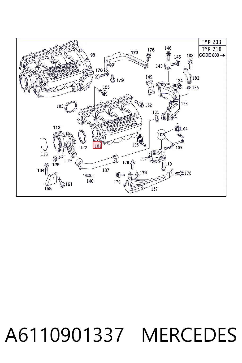 A6110901337 Mercedes Колектор впускний
