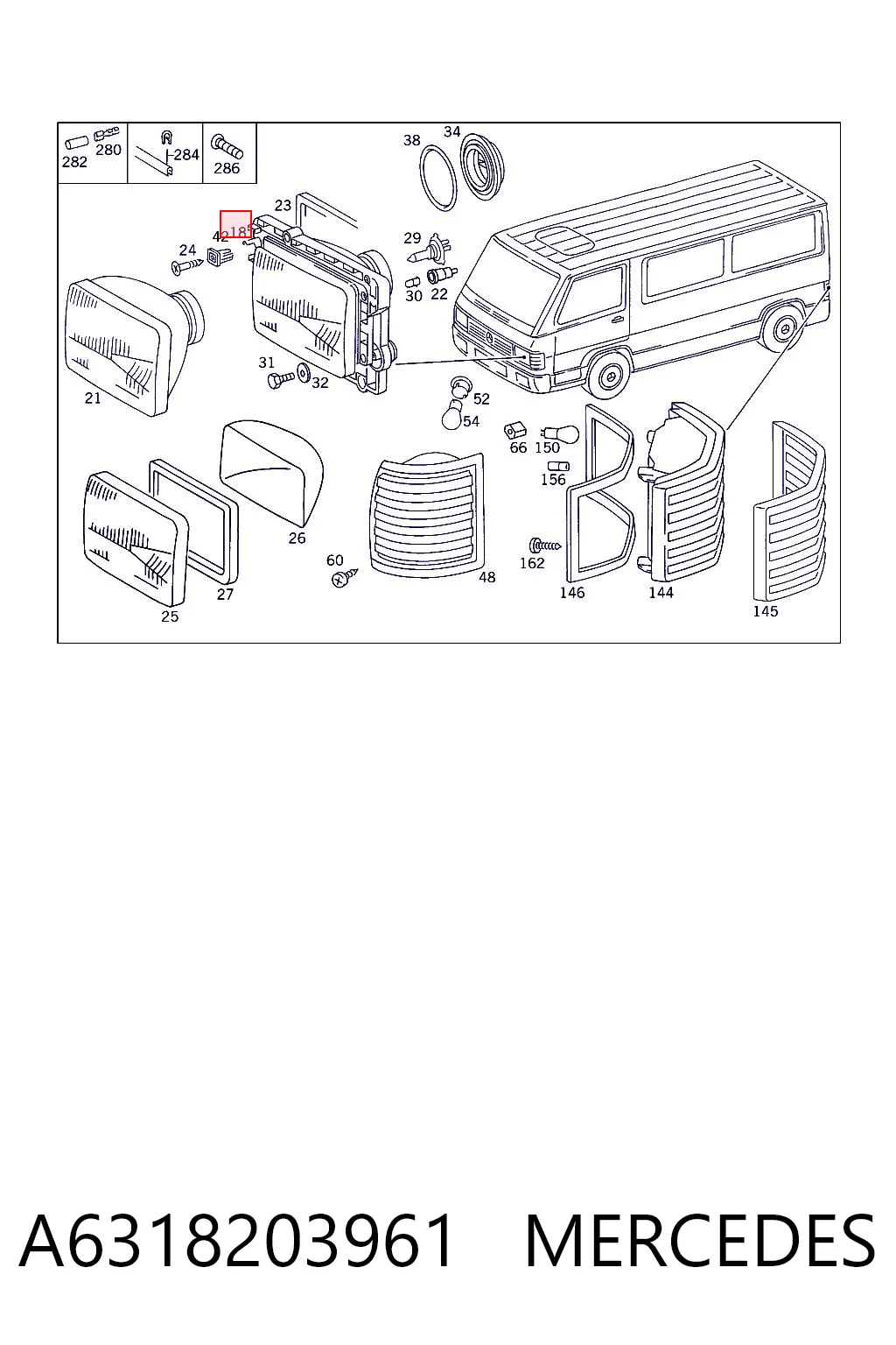 Купити Фара права Mercedes 100  631