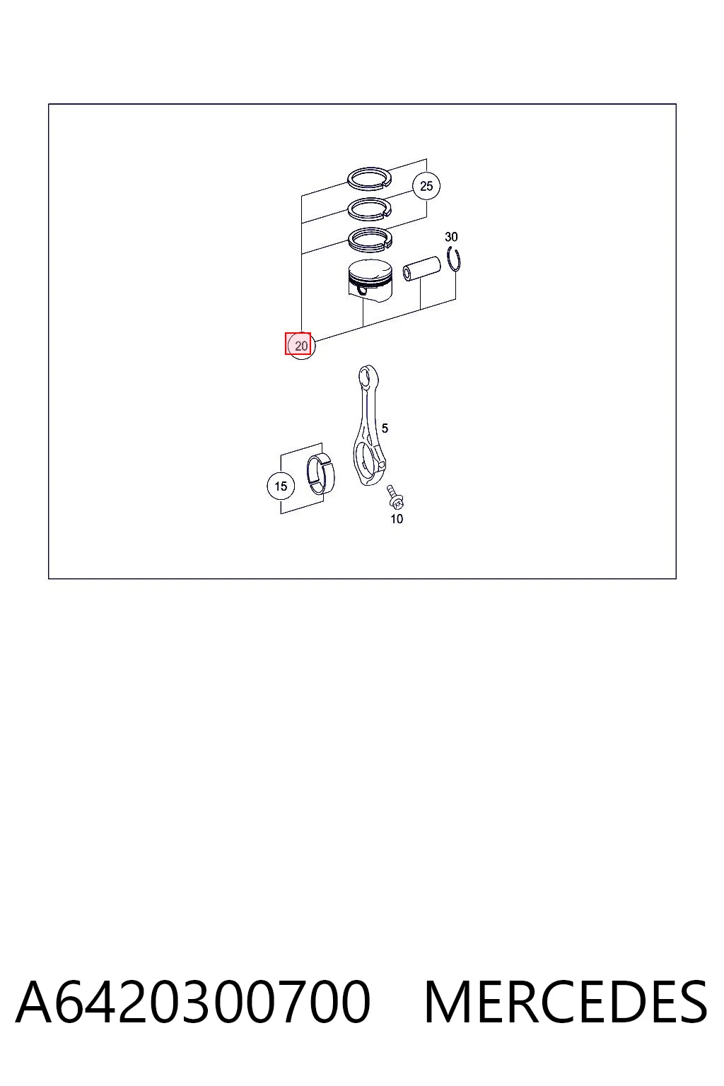 A6420300700 Mercedes Поршень двигуна без кілець