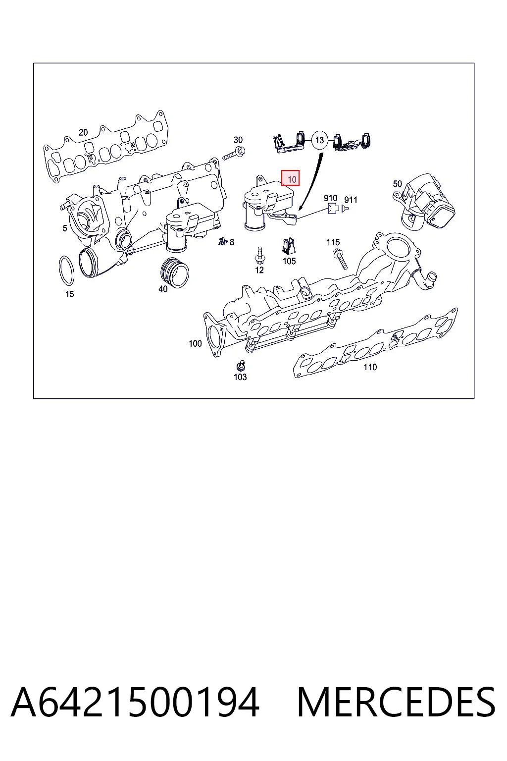 A6421500194 Mercedes Клапан управління заслінкою впускного колектора