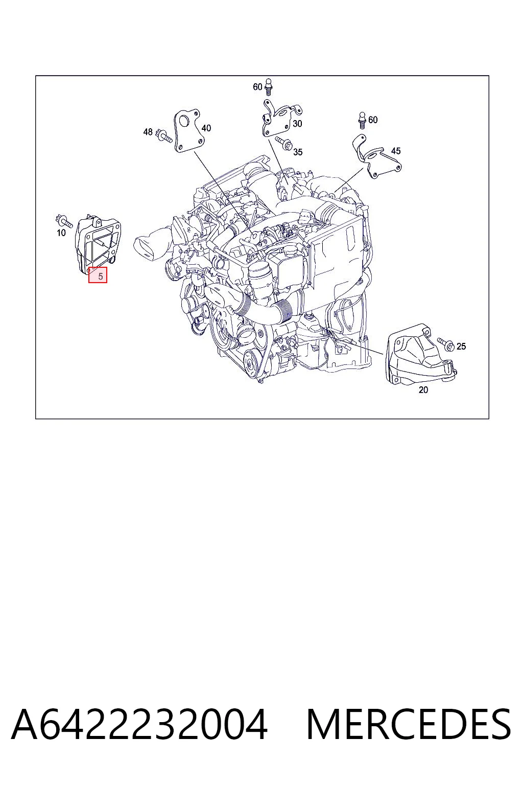 A6422232004 Mercedes Кронштейн подушки (опори) двигуна, правої