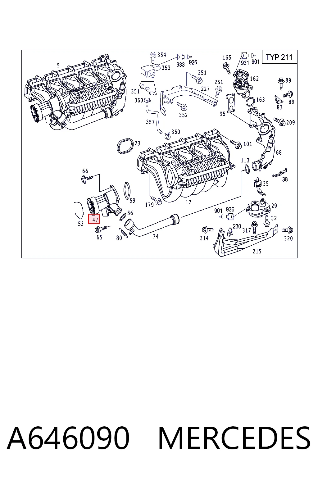 A646090 Mercedes Регулююча заслонка EGR