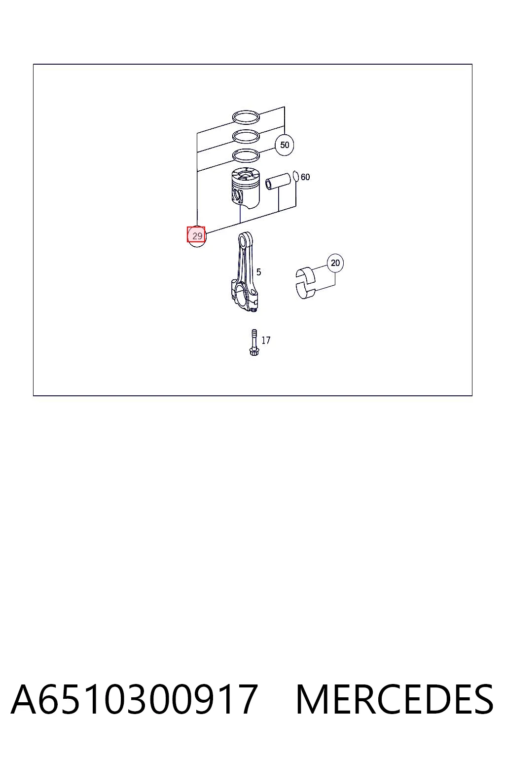 Поршень в комплекті на 1 циліндр, STD Mahle Original 001PI00166002