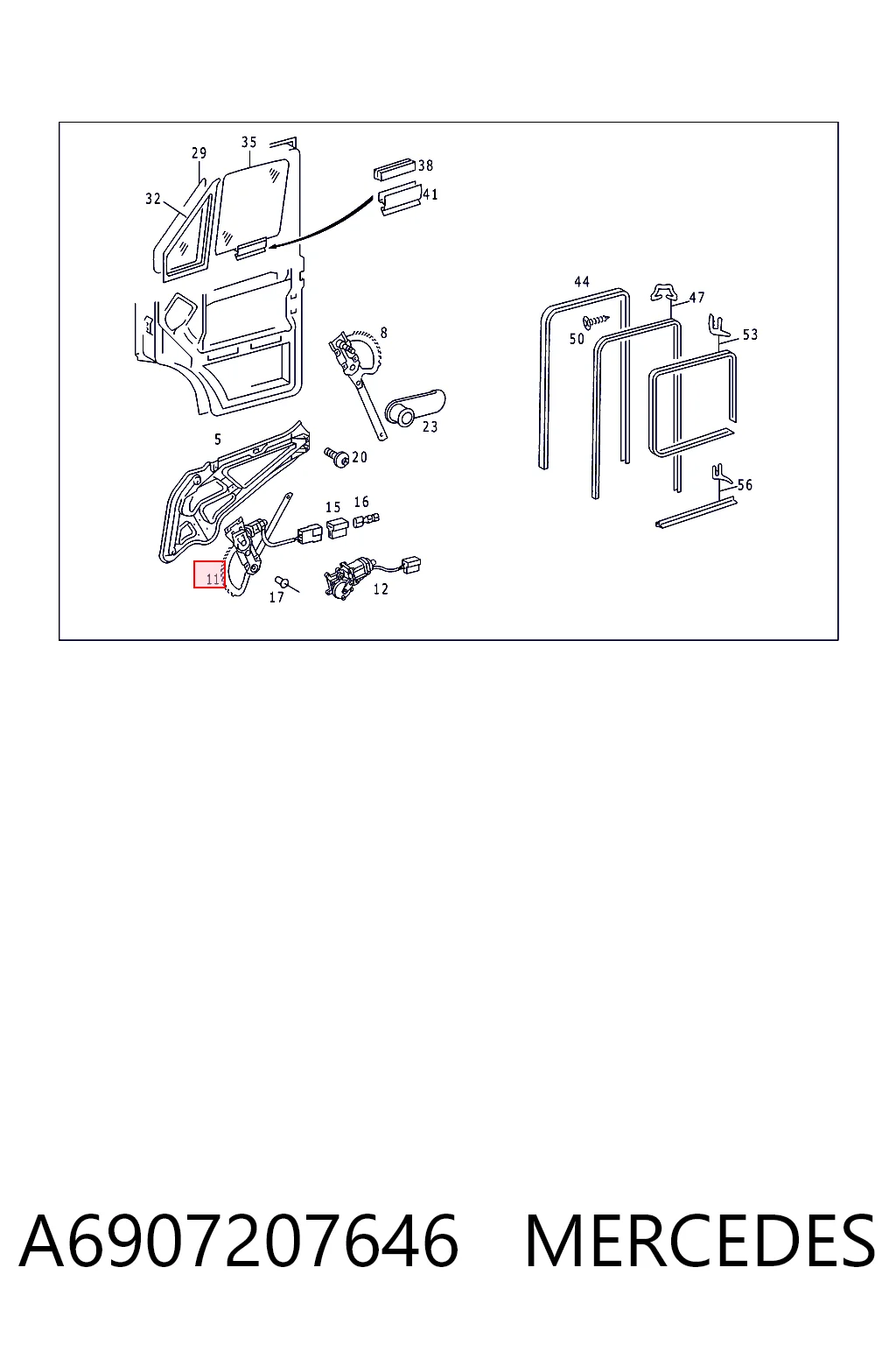 Склопідйомник (механізм переміщення скла) на Mercedes Sprinter I 2-t 901, 902
