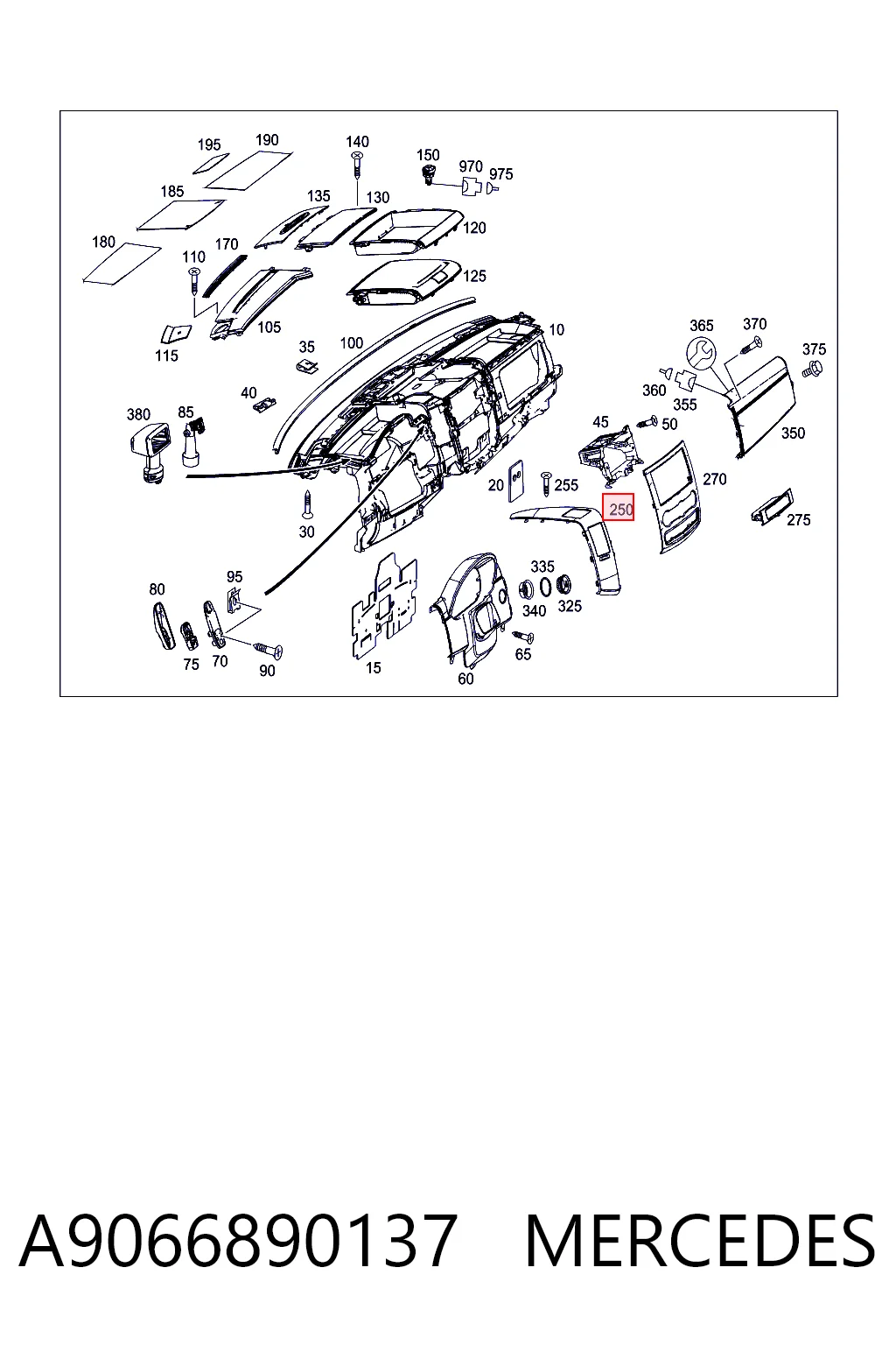 A9066890137 Mercedes Декоративна накладка центральної консолі