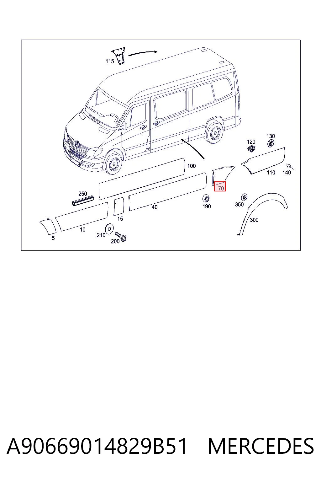 Молдинг заднього правого крила Mercedes A9066901482 ціна, від 25.27 USD
