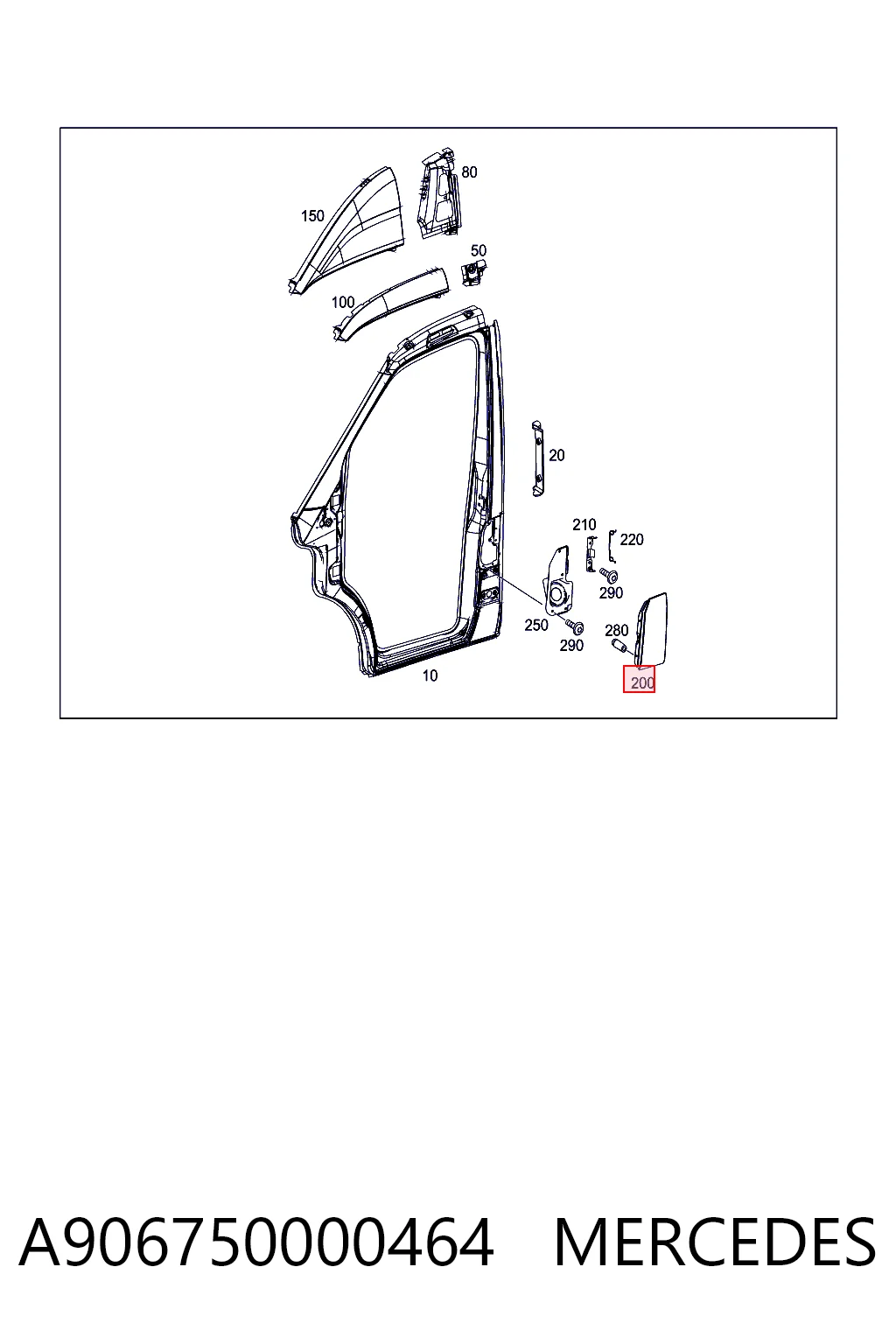 A906750000464 Mercedes Дверцята бензобака