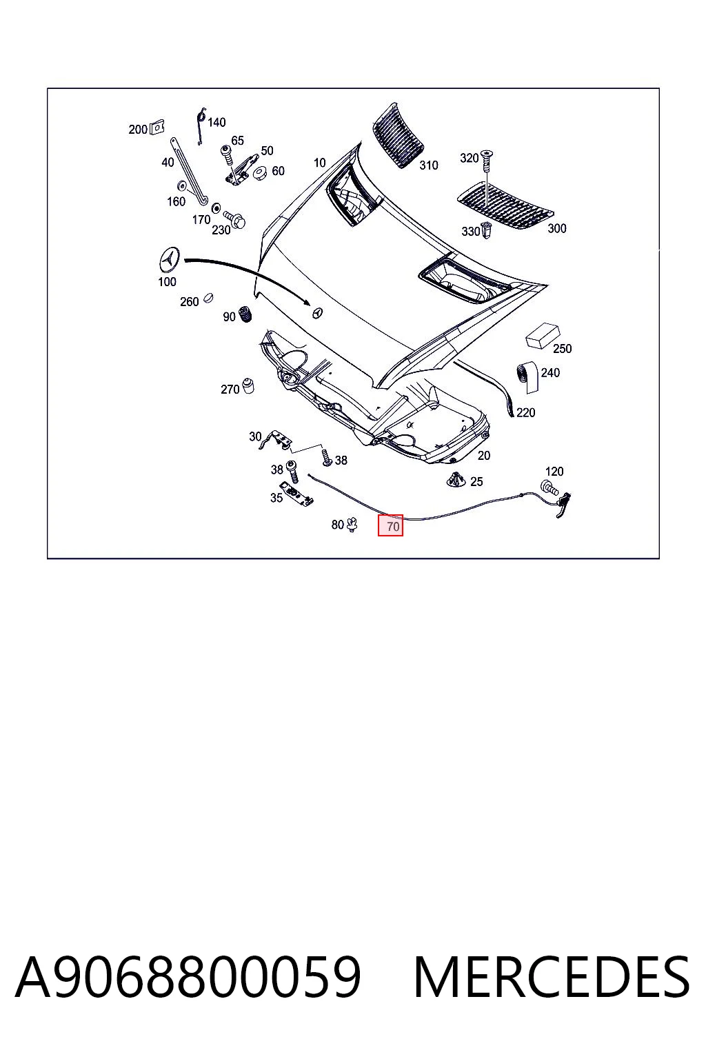 A9068800059 Mercedes Трос замка капота
