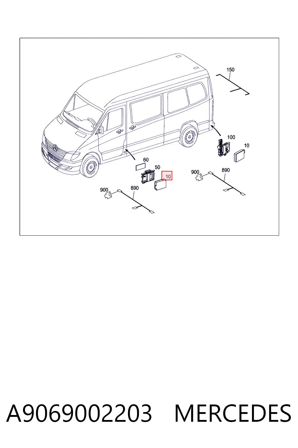 A9069002203 Mercedes Датчик контролю мертвої зони, задній