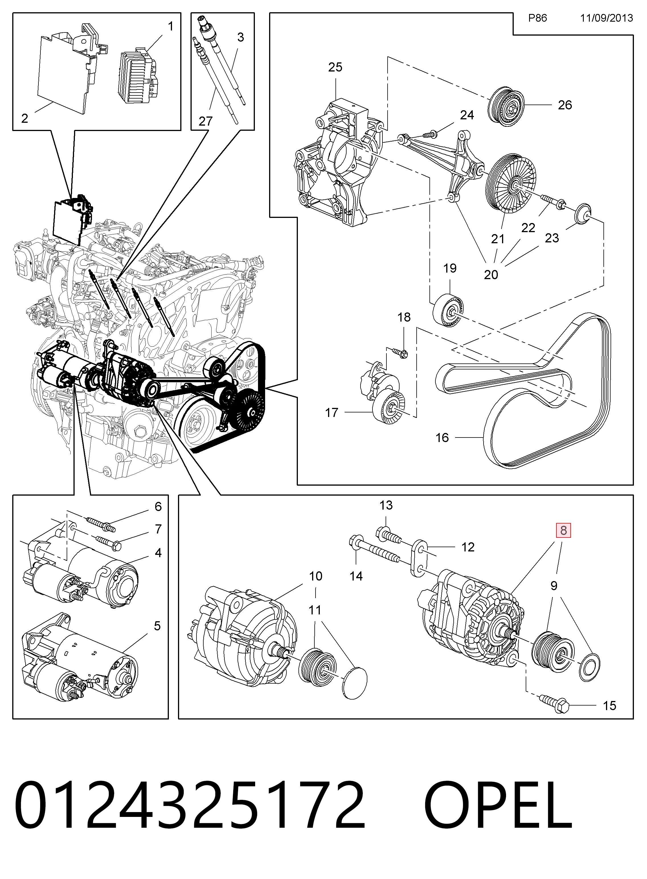 0124325172 Opel Авто генератор