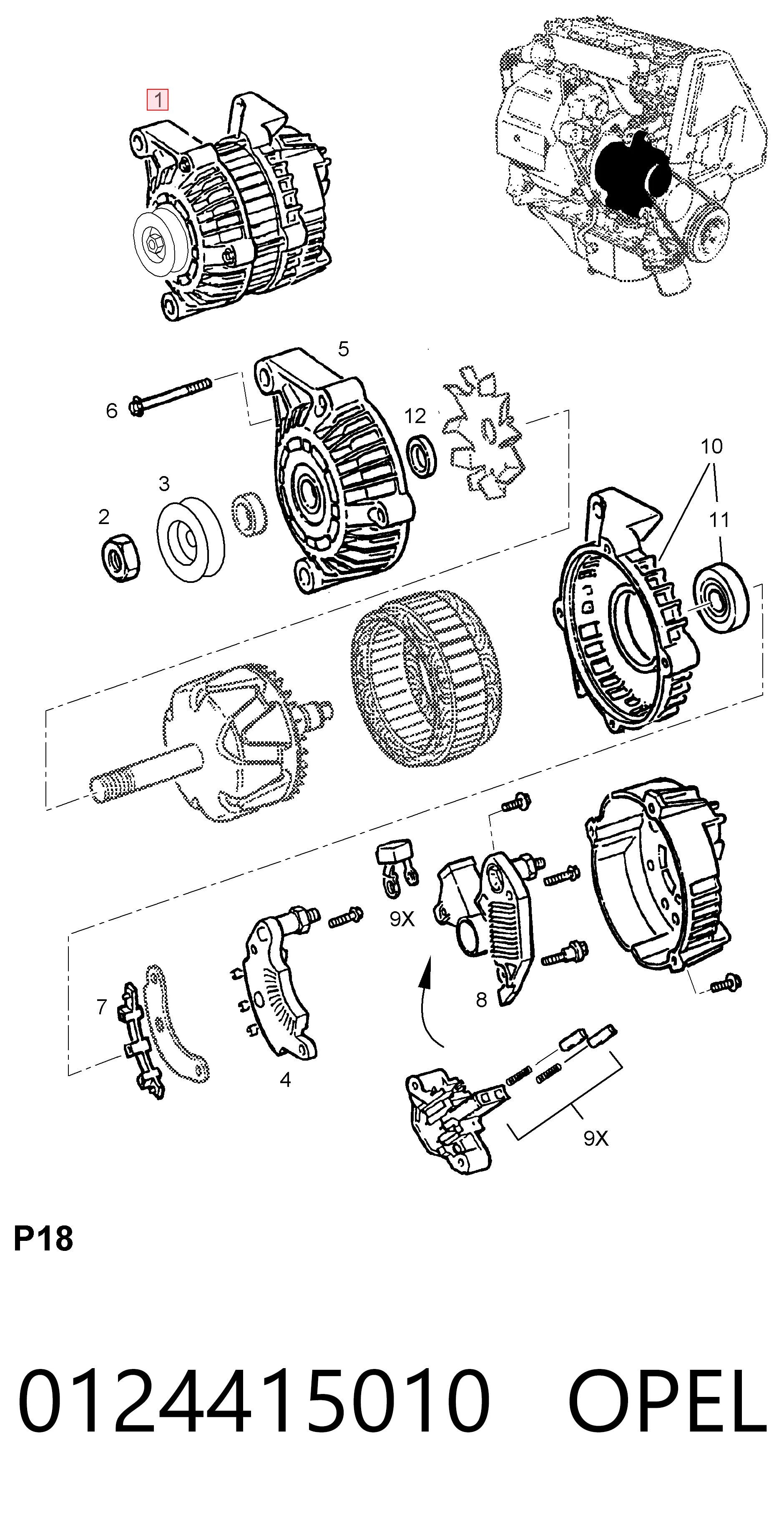 0124415010 Opel Авто генератор
