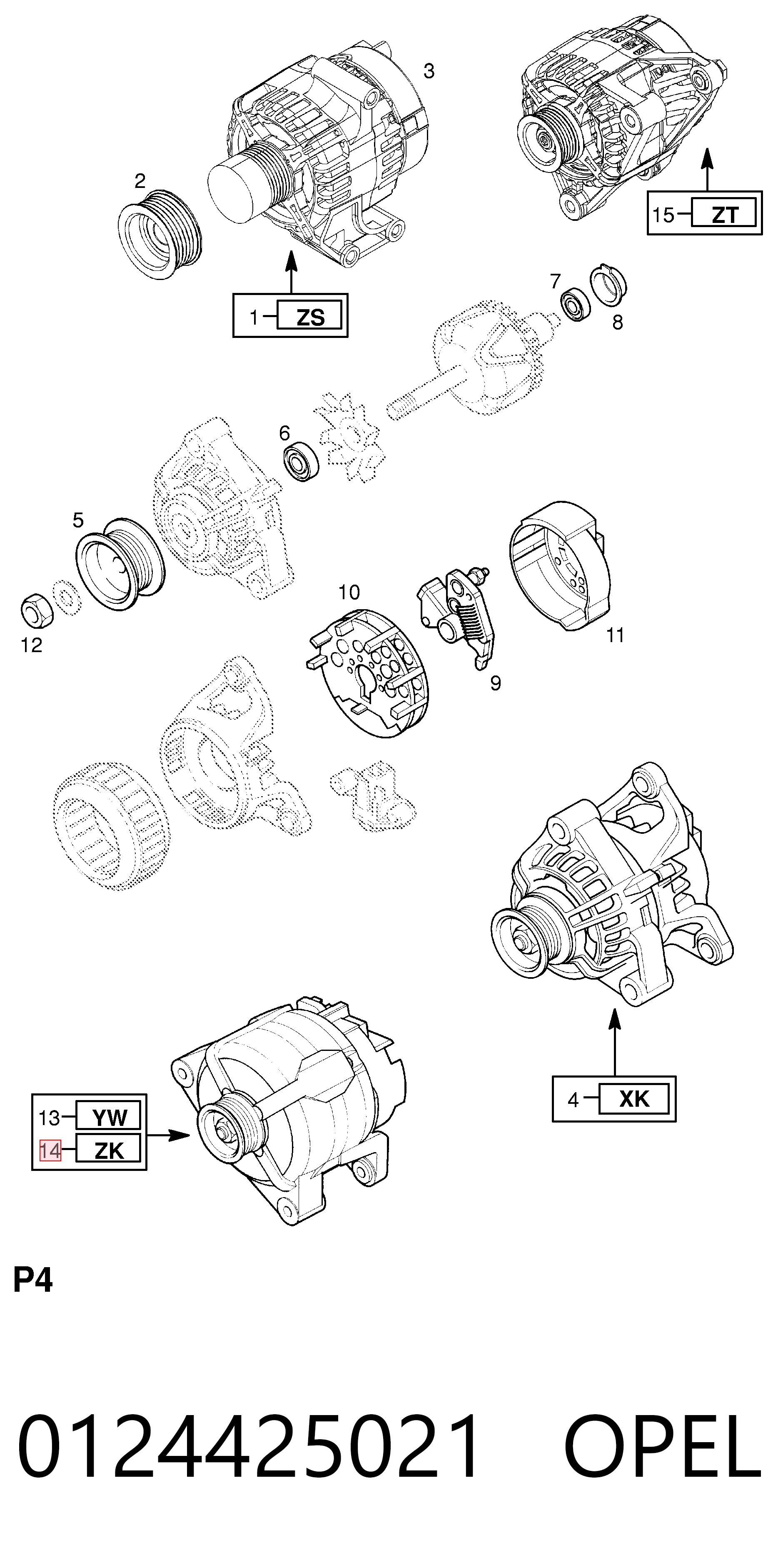 0124425021 Opel Авто генератор
