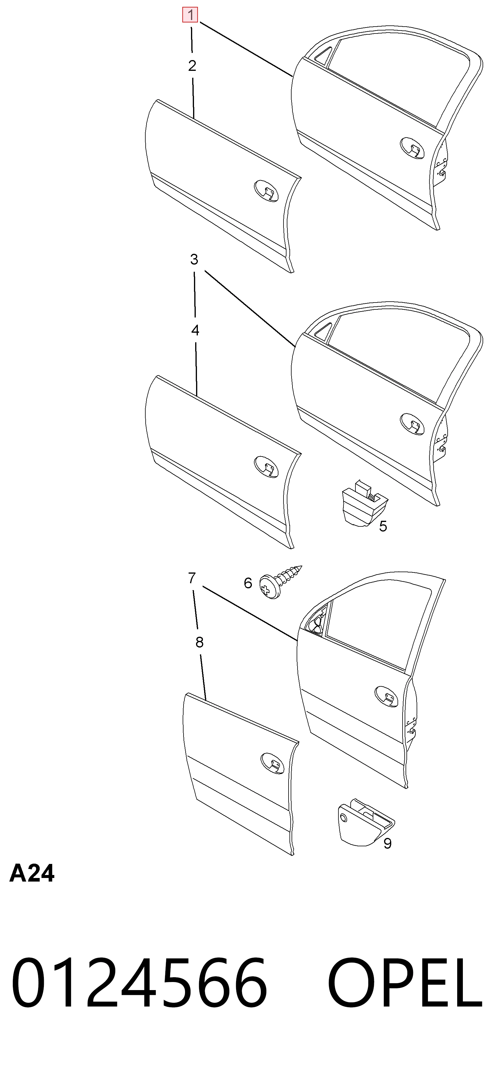 Пасажирські передні двері на Opel Corsa C F08, F68