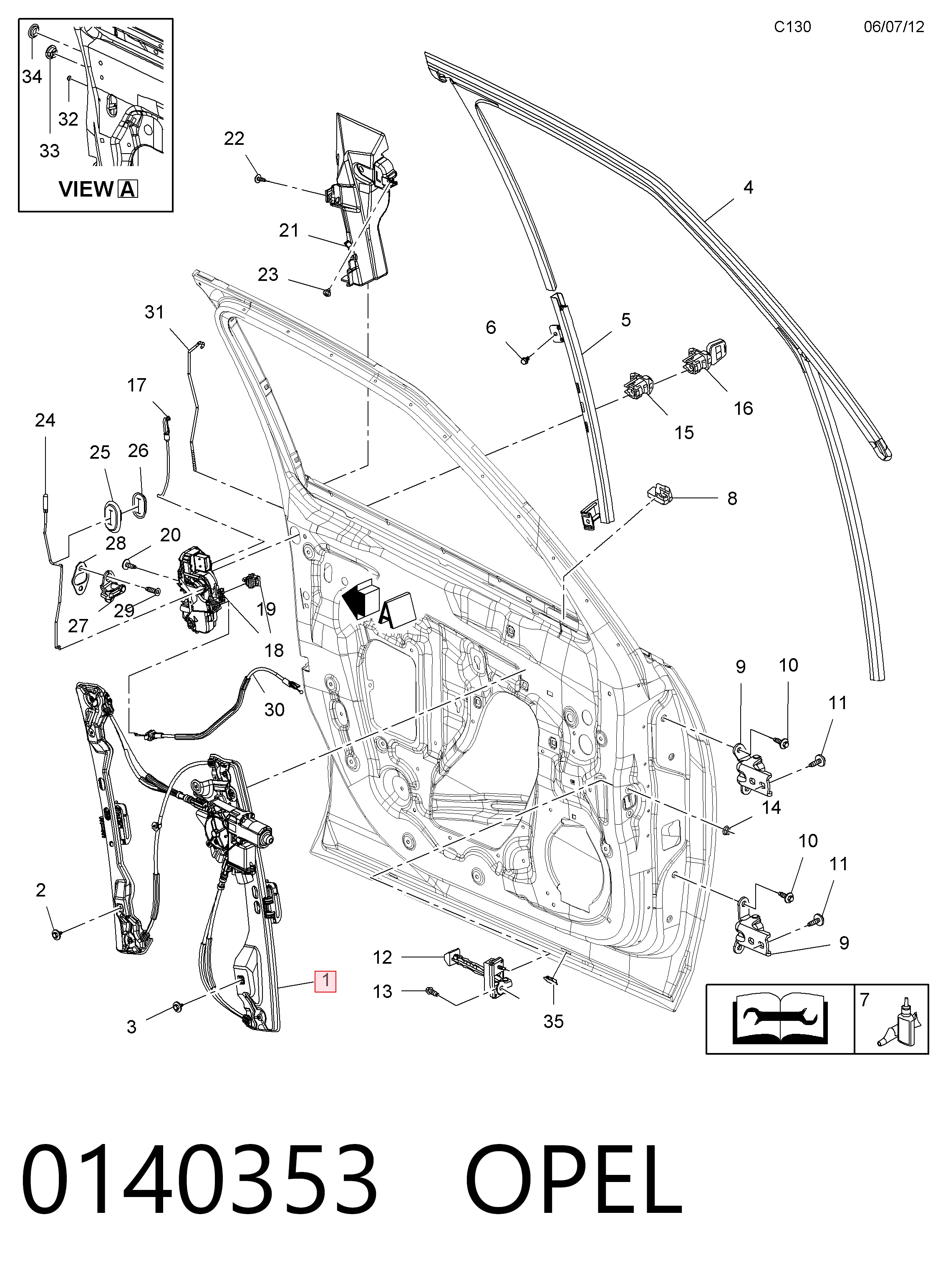 Склопідйомник (механізм переміщення скла) на Opel Zafira C P12