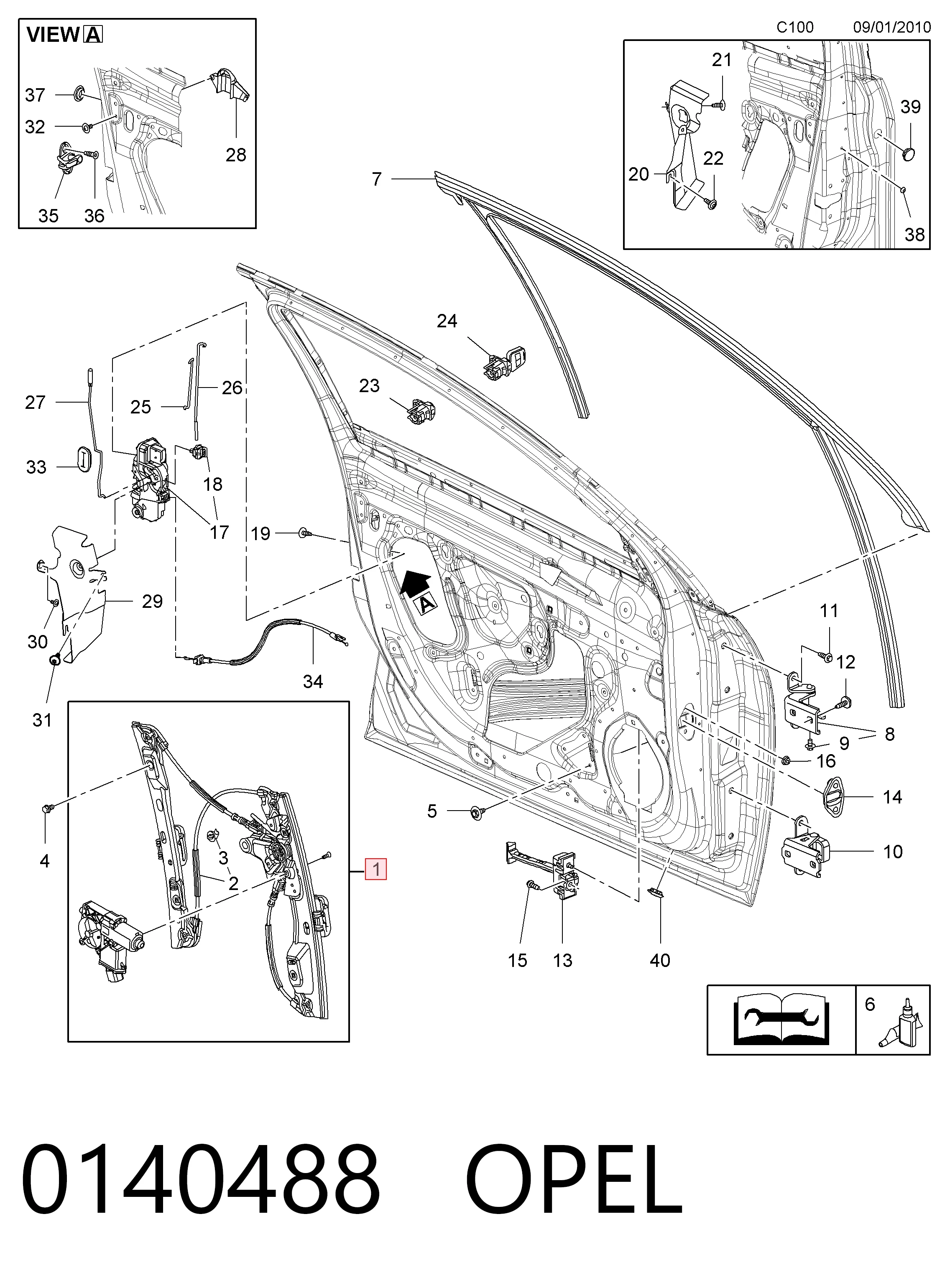 Купити 20952751 Peugeot/Citroen Склопідйомник передньої правої двері