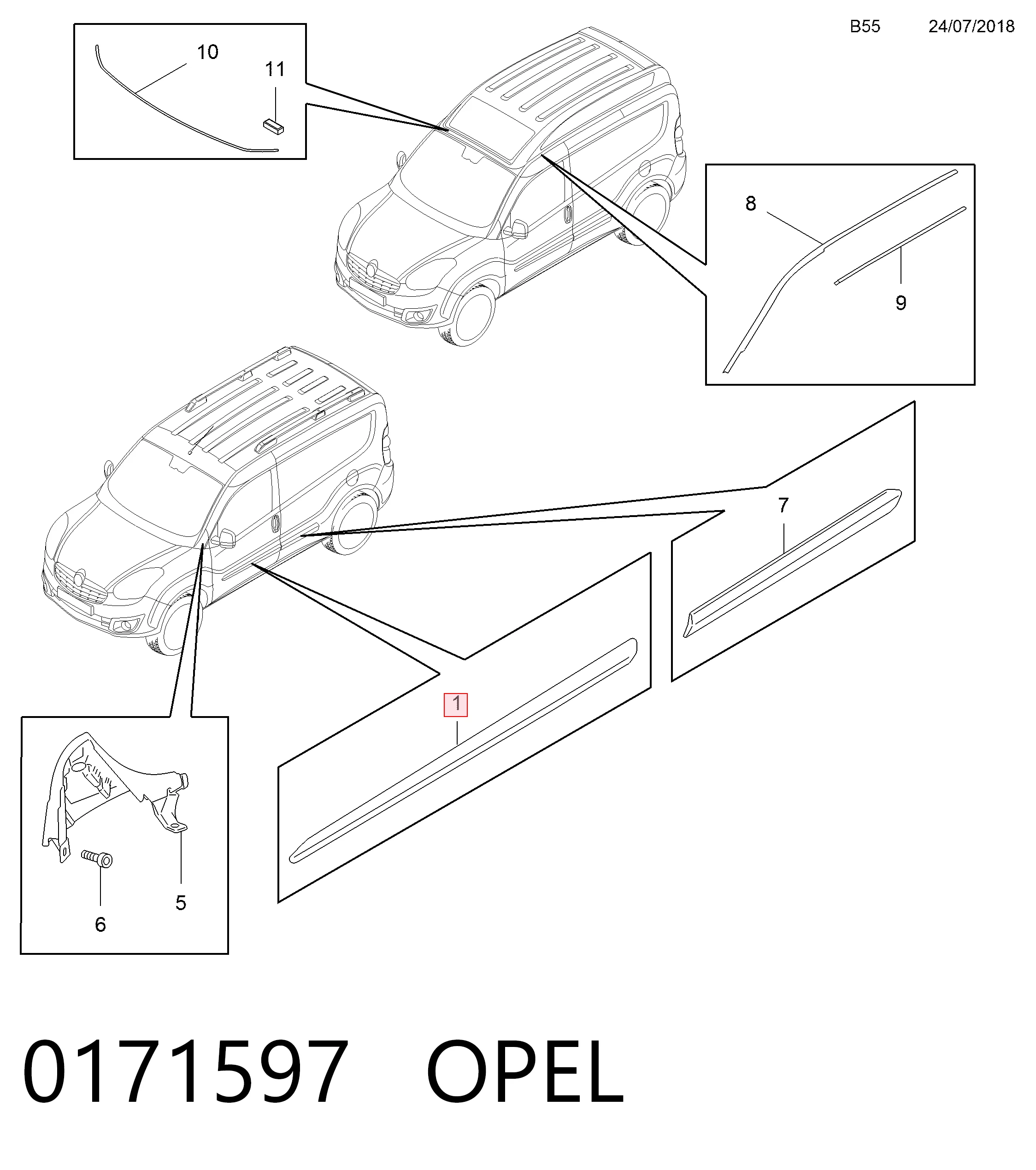 Купити 95511666 Peugeot/Citroen Молдинг передньої правої двері