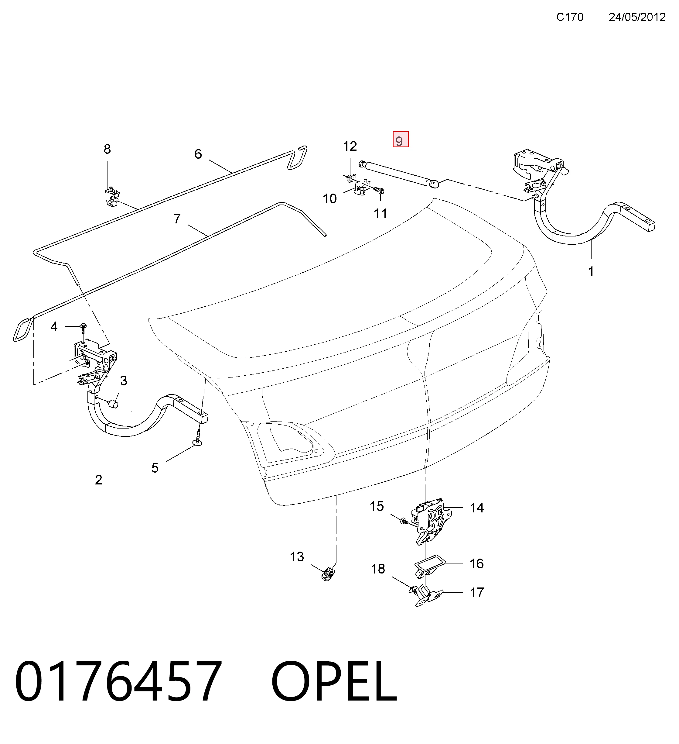 13379051 Peugeot/Citroen Амортизатор кришки багажника / двері 3/5-ї задньої
