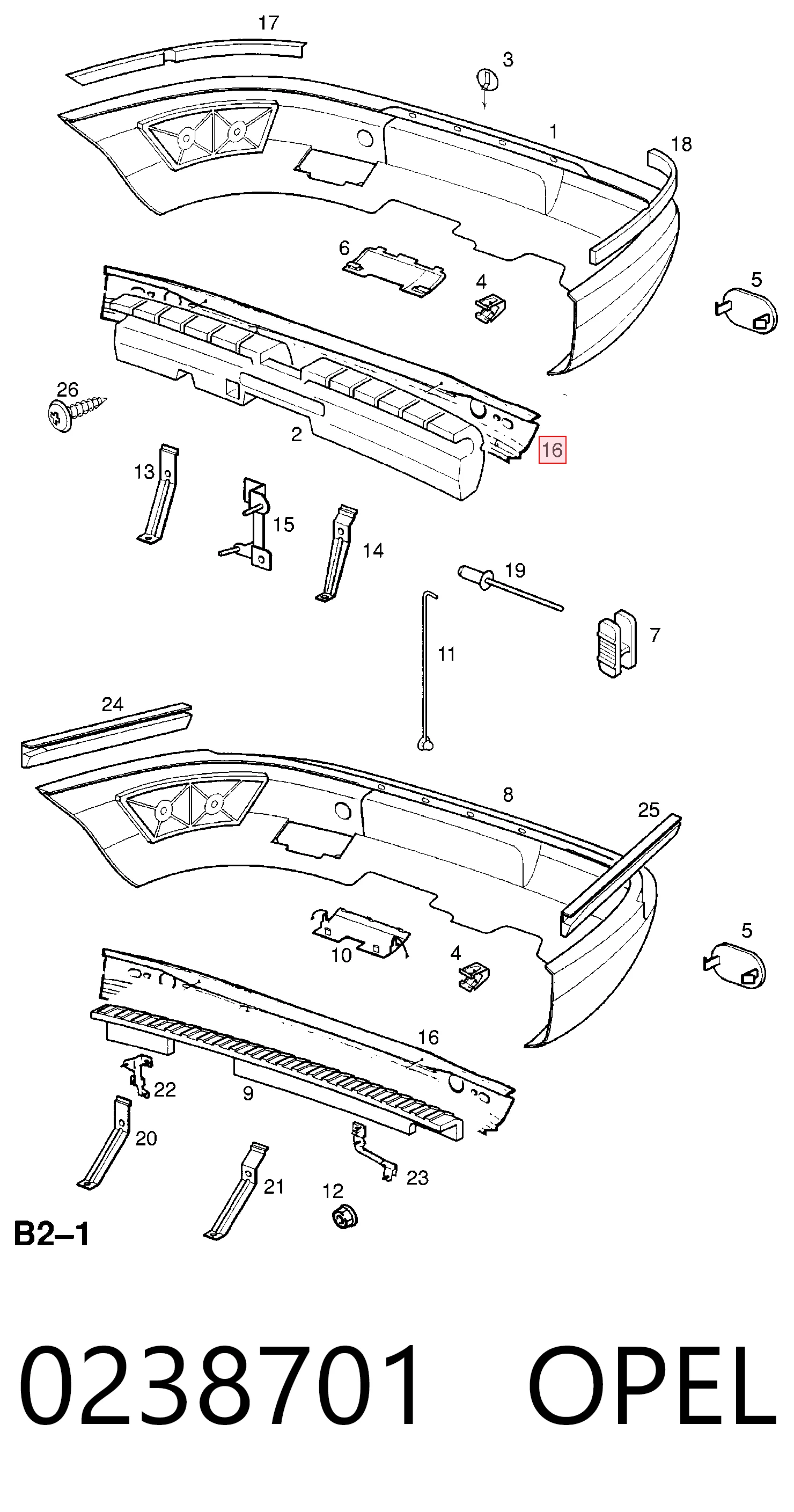 9173416 General Motors Шина бампера заднього