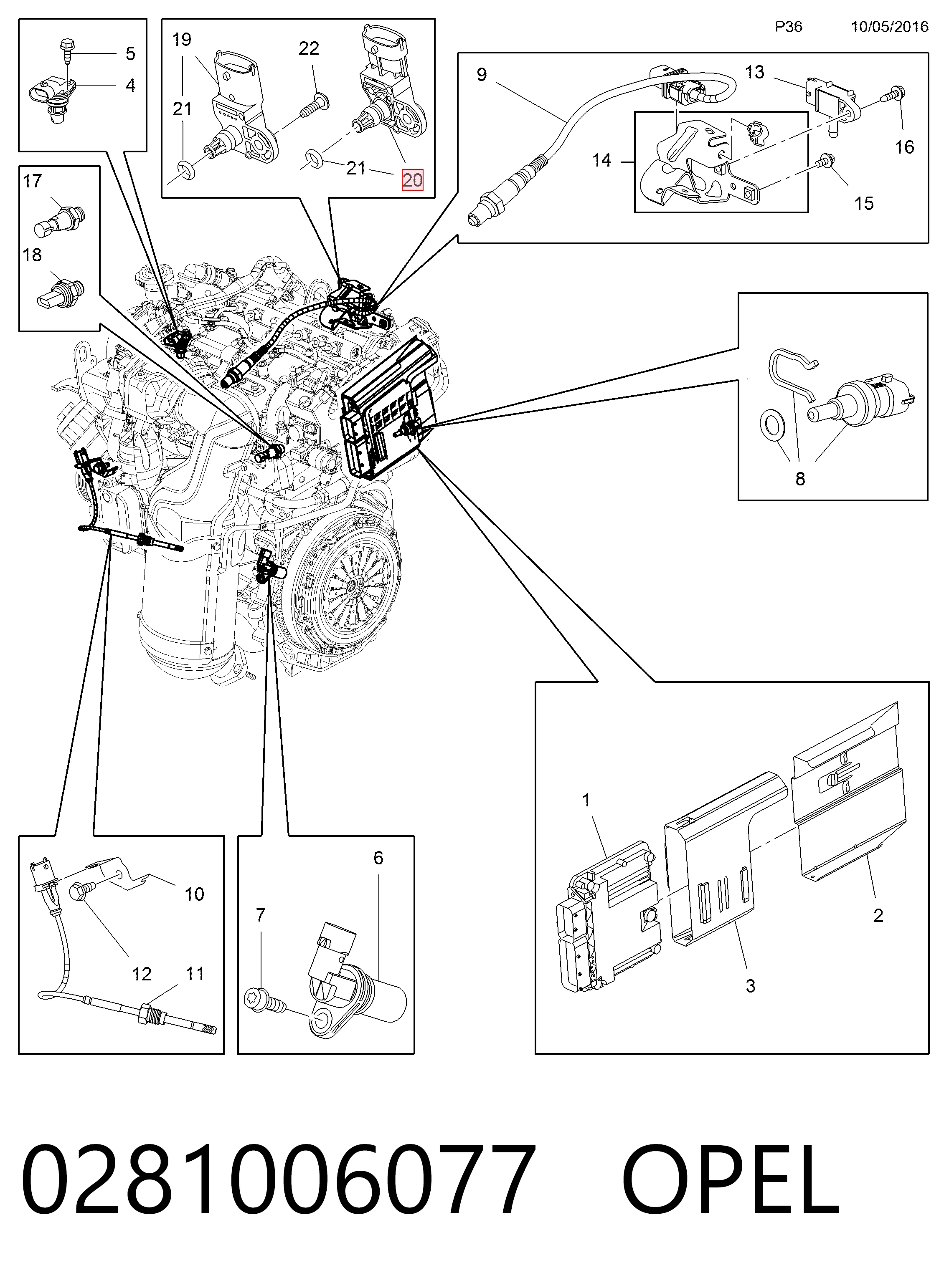 0281006077 Opel Датчик наддува
