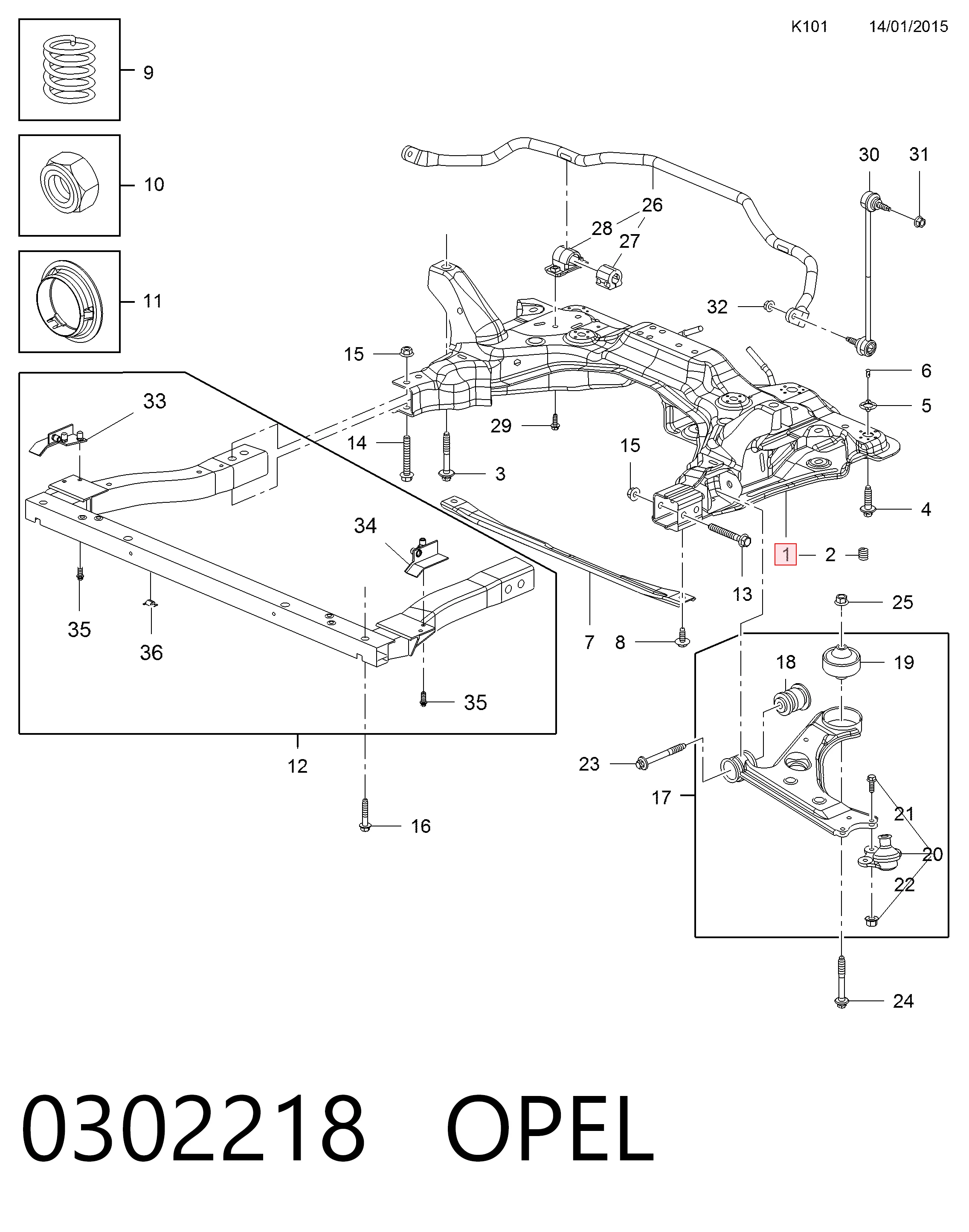 Купити Підрамник передній Opel Corsa E X15