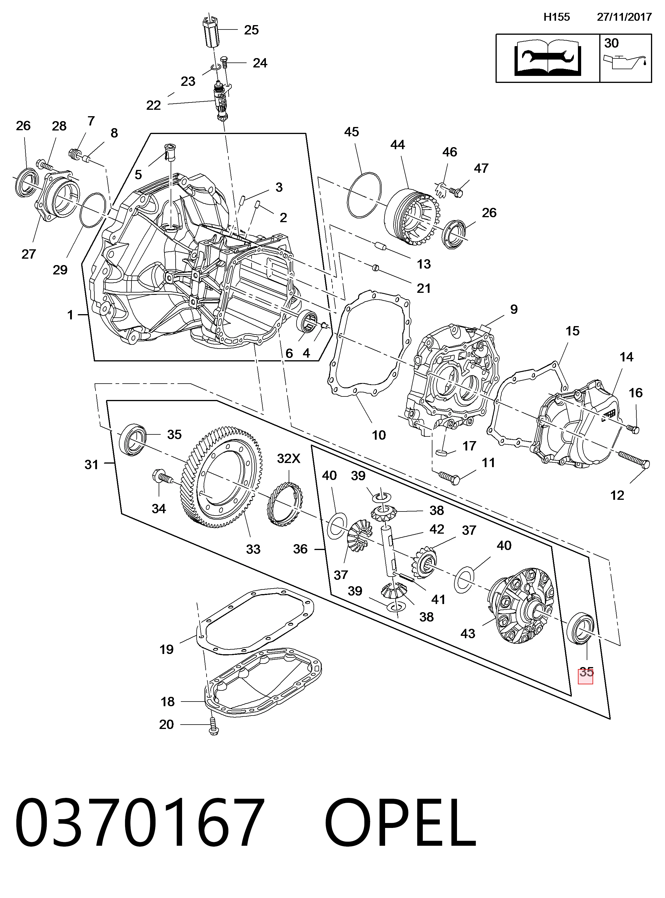 Купити 25196664 Peugeot/Citroen Підшипник диференціалу переднього моста