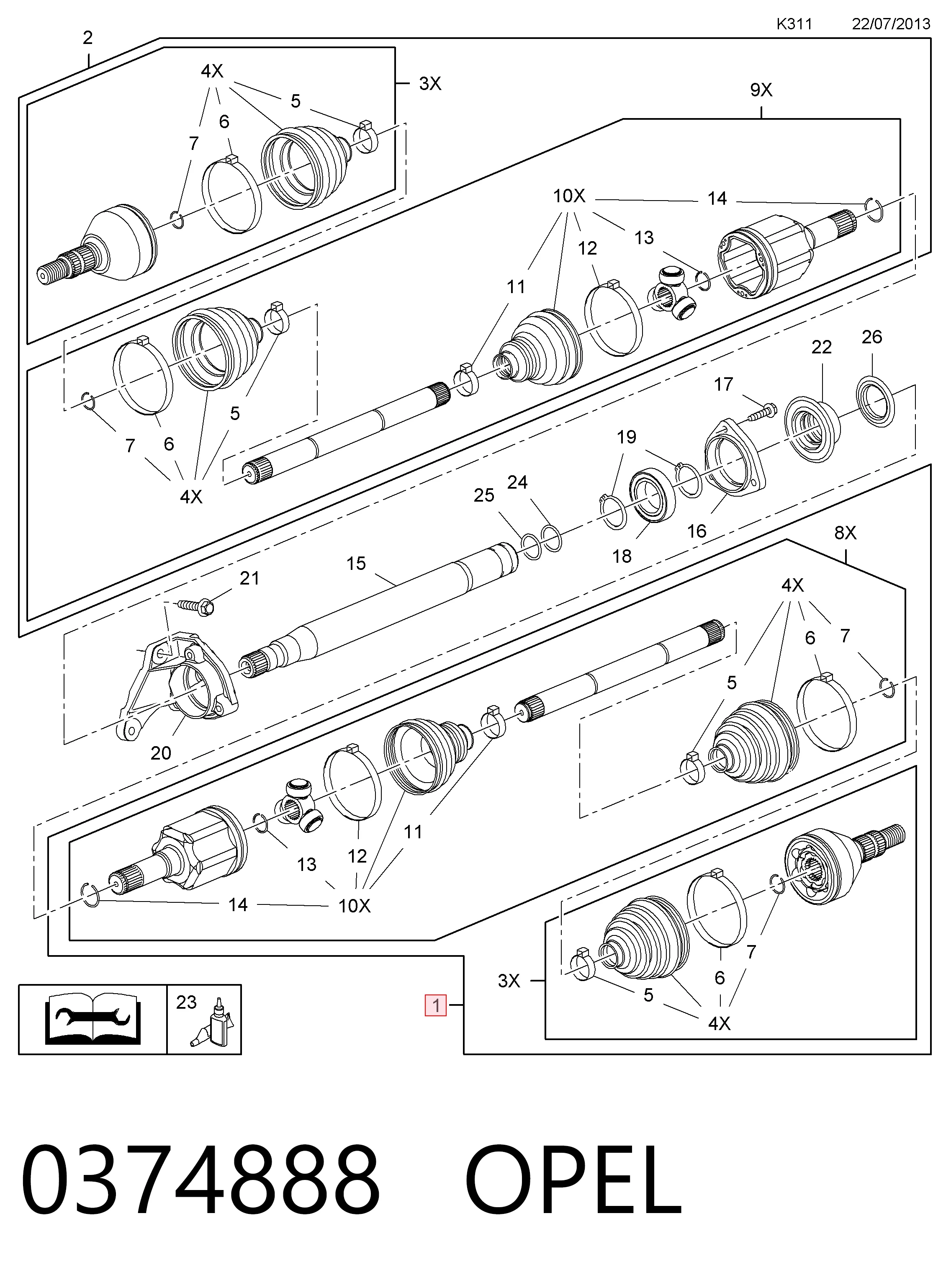 Купити 13335138 Peugeot/Citroen Піввісь права