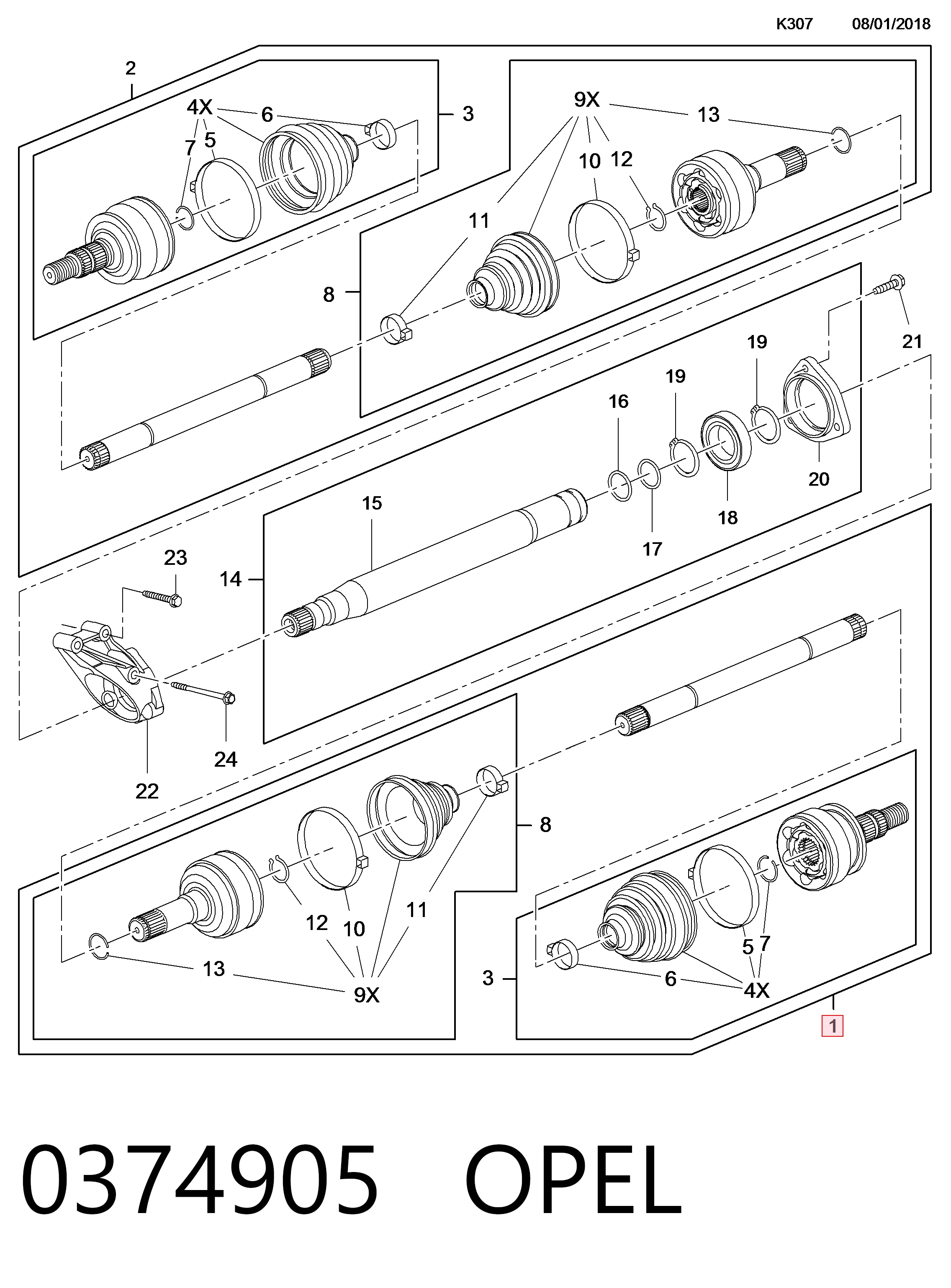 Купити 13348259 Peugeot/Citroen Піввісь права