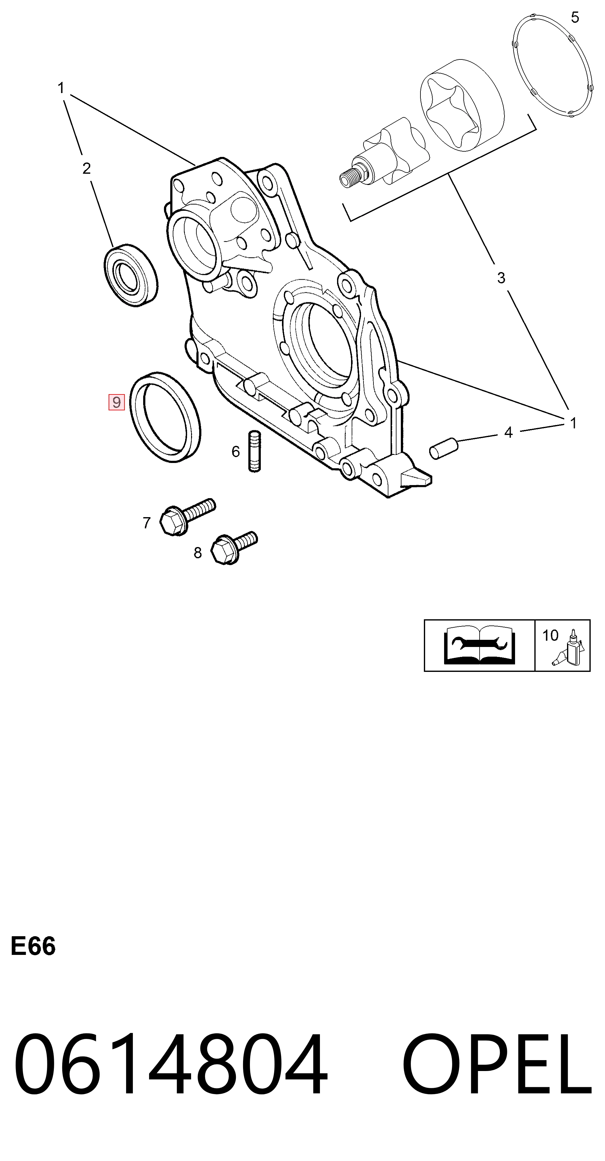 Сальник коленвалу 0614804 General Motors