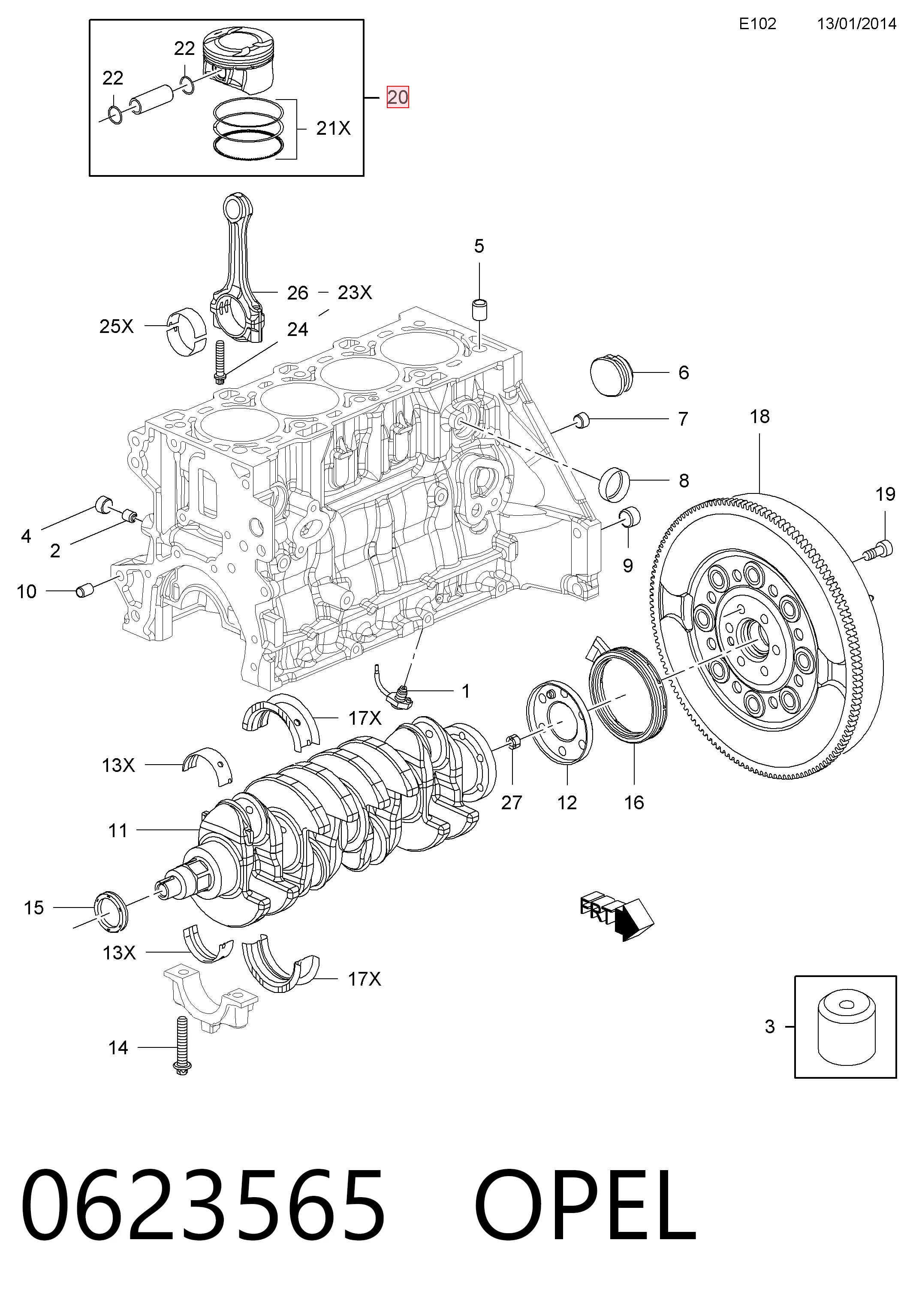 55561413 Peugeot/Citroen Поршень в зборі