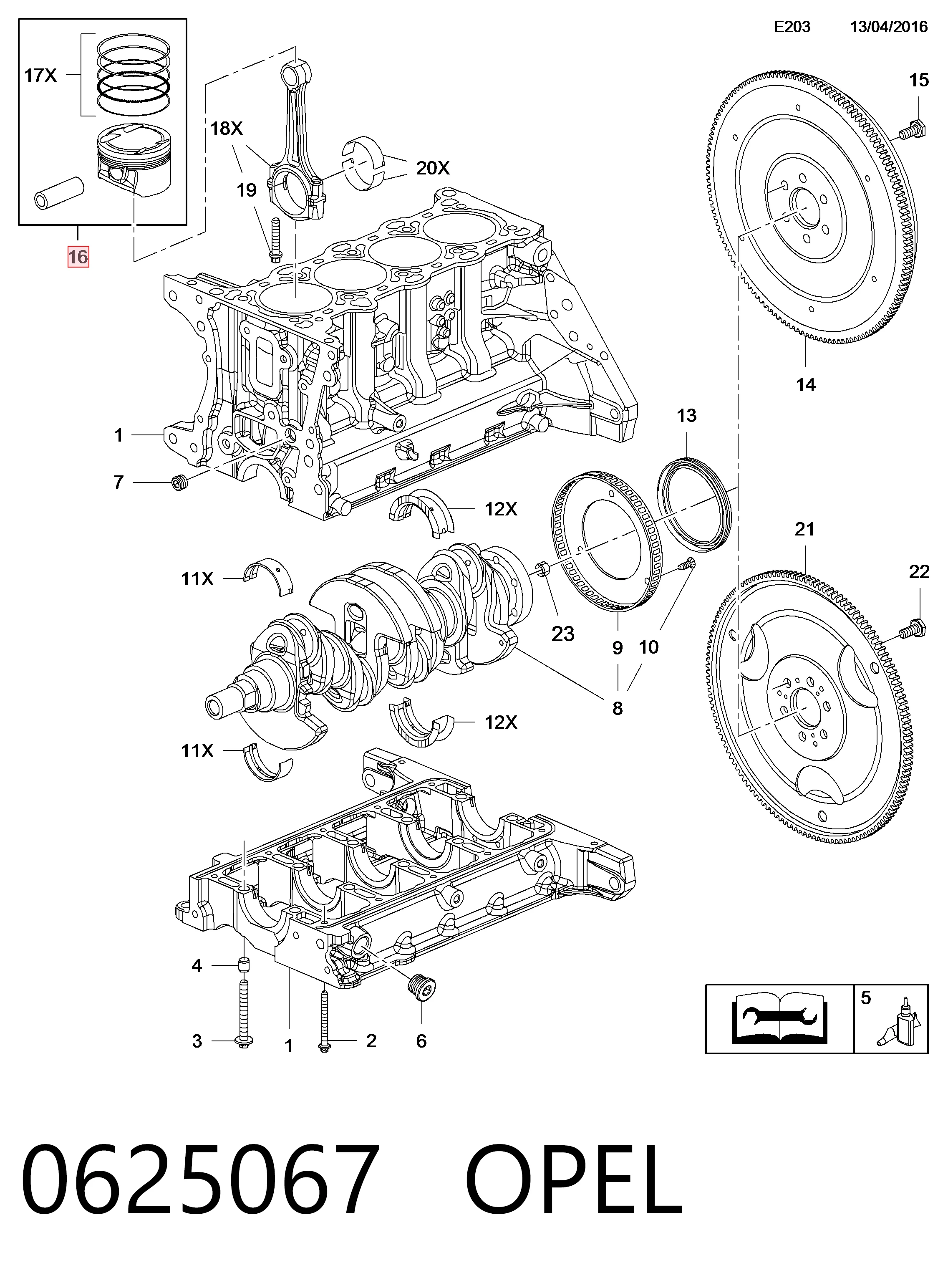 Поршень в комплекті на 1 циліндр, STD 011PI00110000 Mahle Original