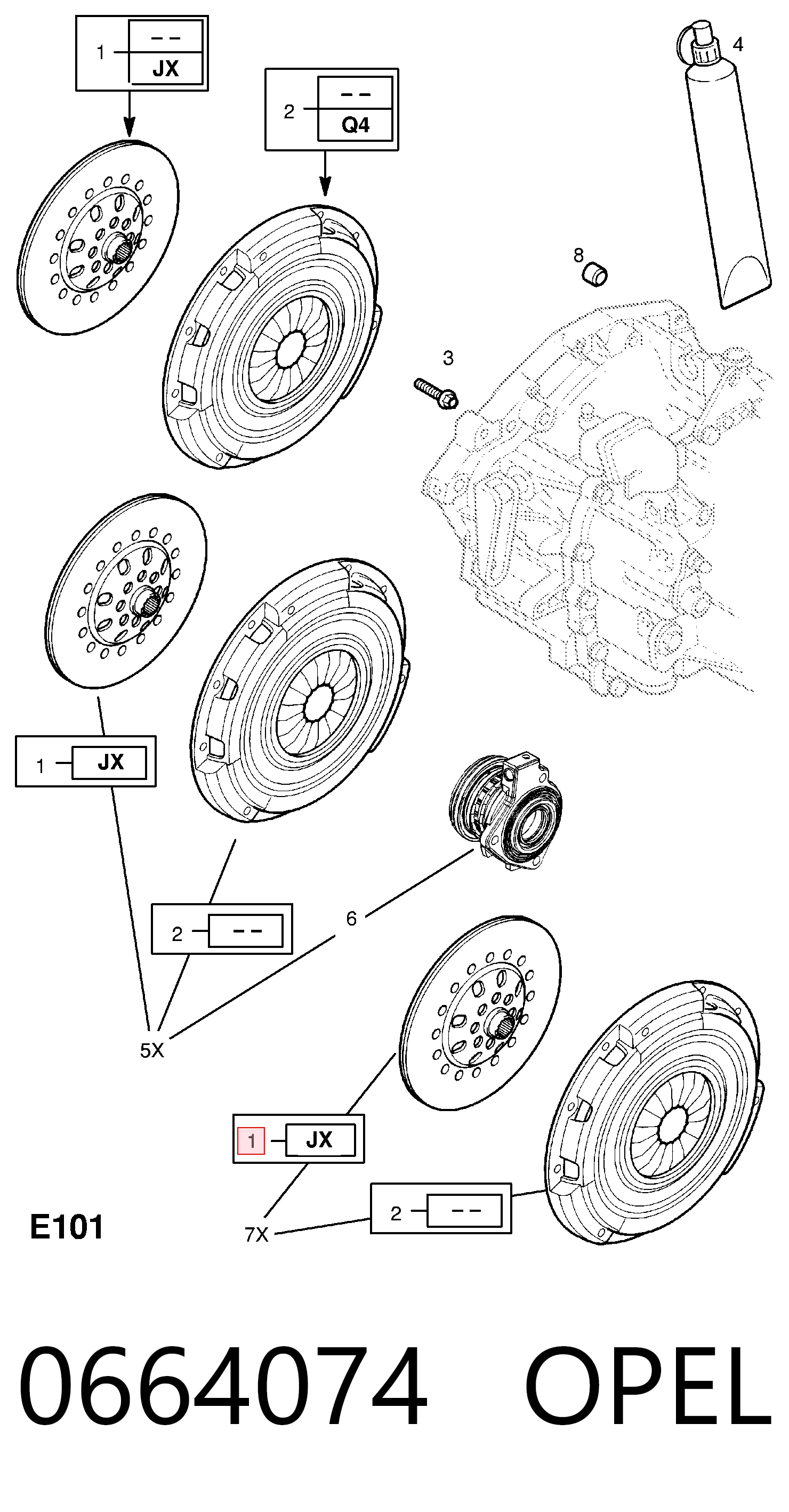 Комплект зчеплення (3 частини) General Motors 0664072 ціна, від 56.43 USD